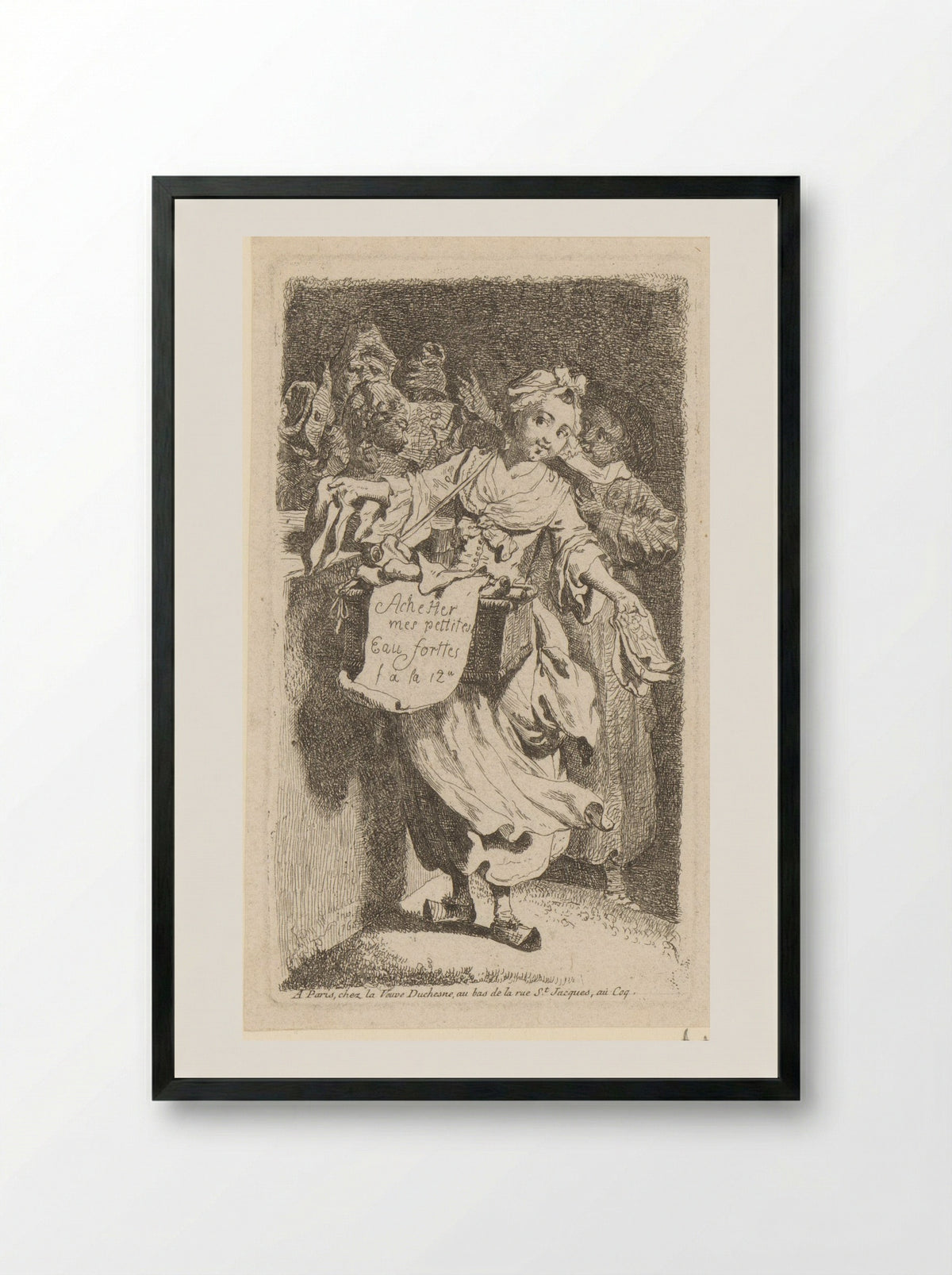Title Page with a Print Seller - Johann Eleazar Schenau - Framed Print Black