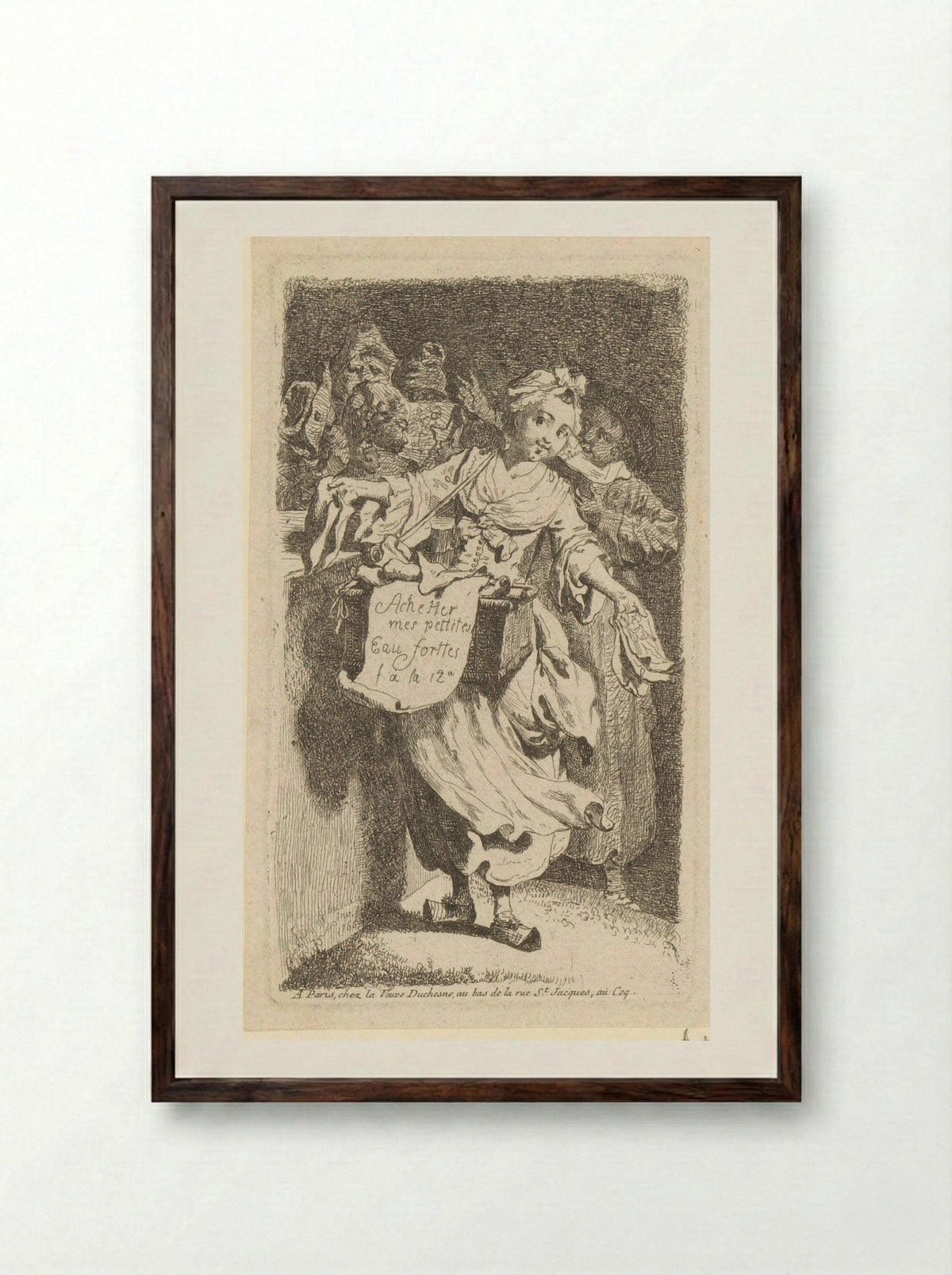 Title Page with a Print Seller - Johann Eleazar Schenau - Framed Print Dark Wood