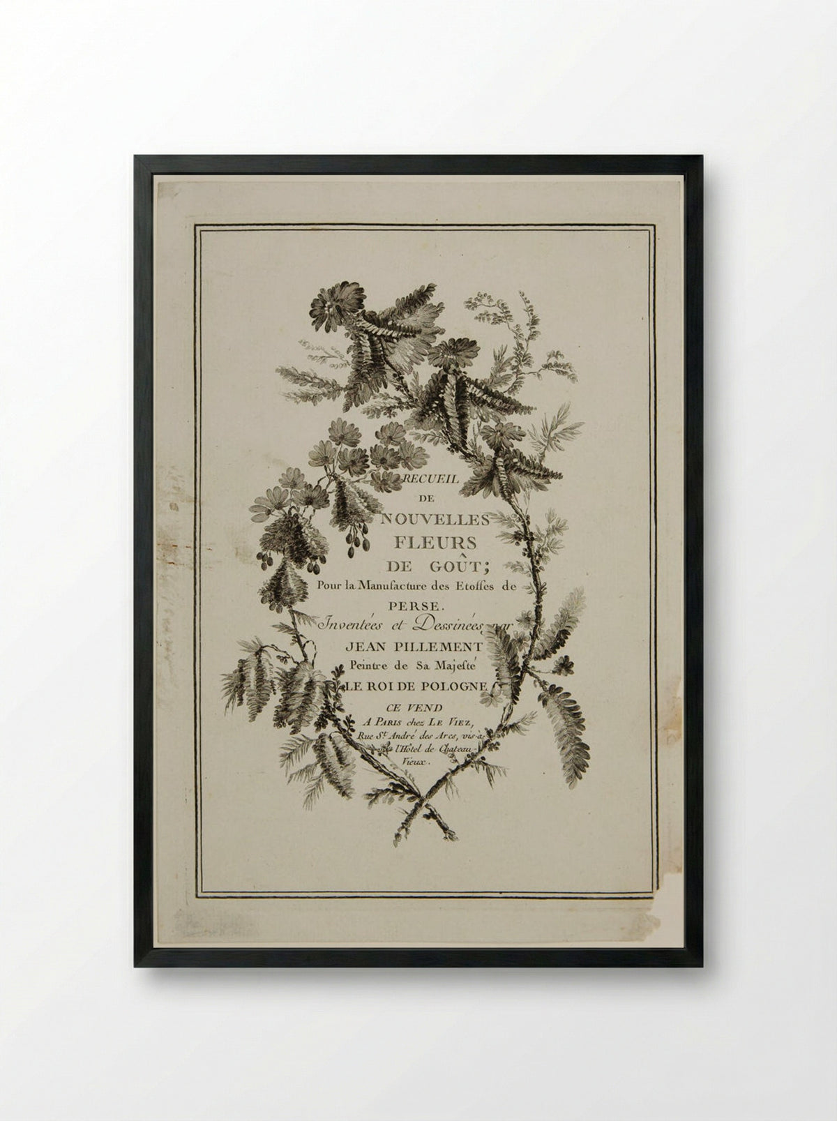 Title Page: Ideal Flowers - Jean Pillement - Framed Print Black