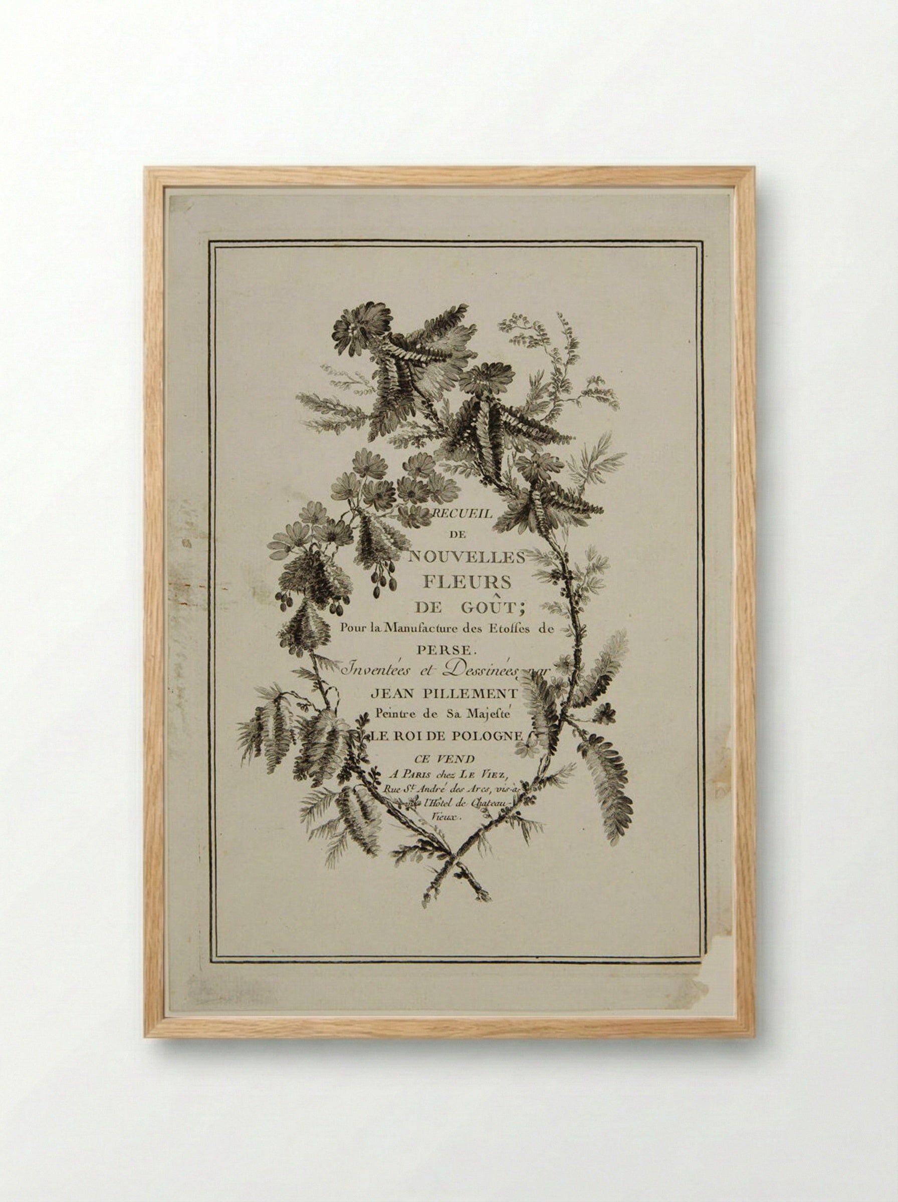 Title Page: Ideal Flowers - Jean Pillement - Framed Print Wood