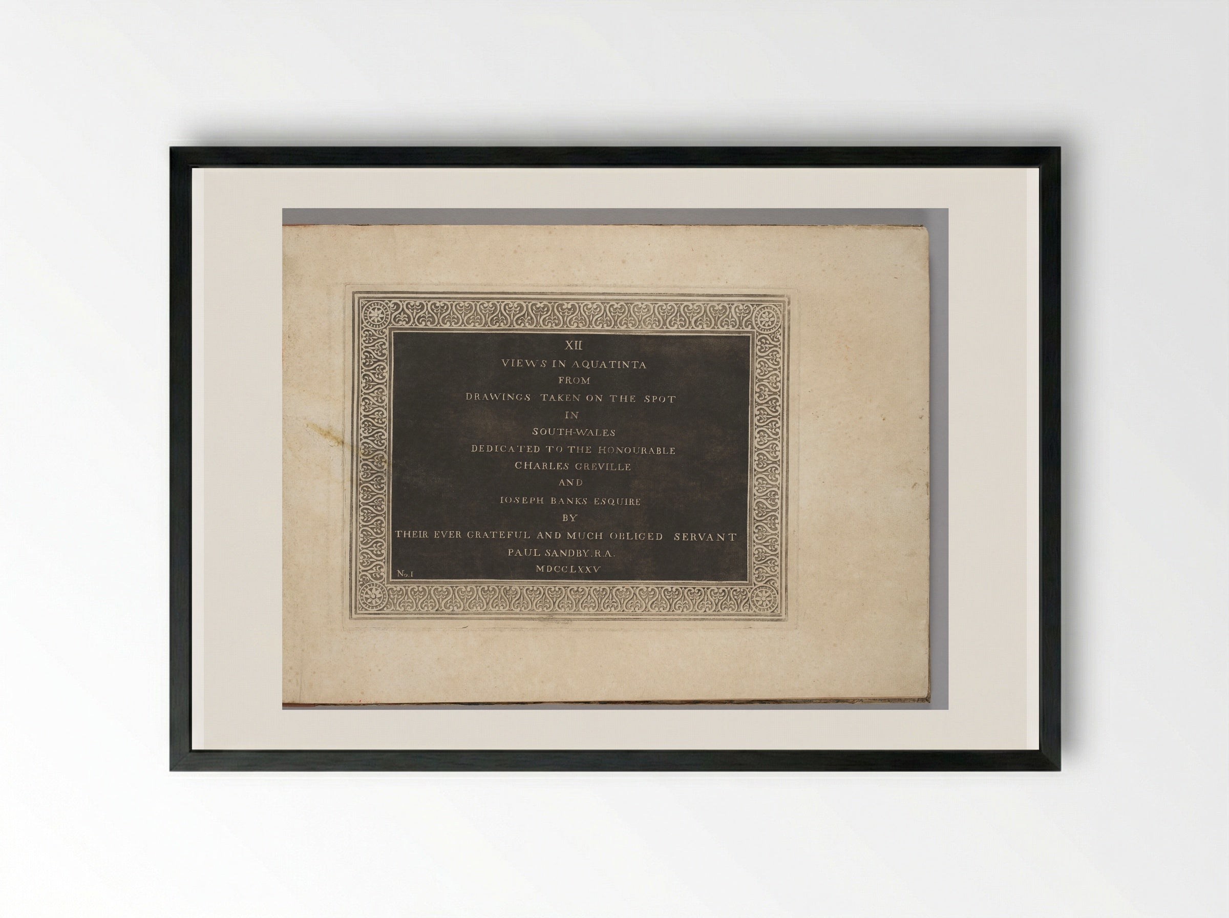 Title Page: XII Views in South Wales - Paul Sandby - Framed Print Black