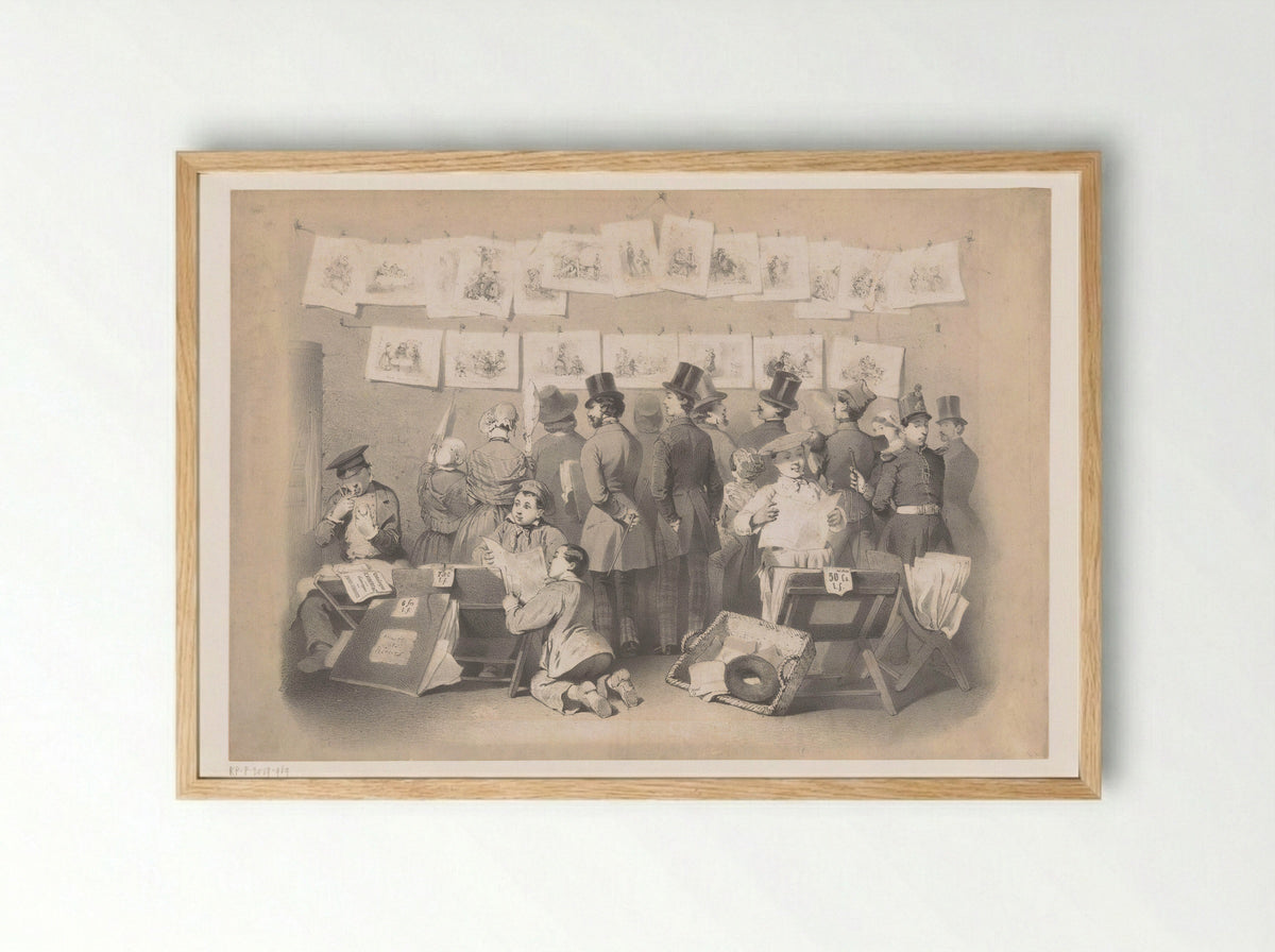 Title Print with Interior of a Print Shop - Victor Jean François Dollet - Framed Print Wood