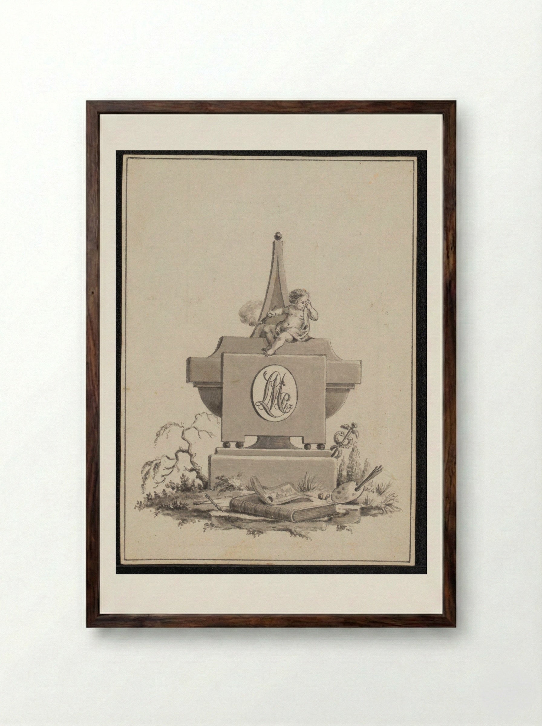 Title Vignette for the Catalogue of the Art Estate of Louis Metayer Phzn. - Jean Bernard - Framed Print Dark Wood