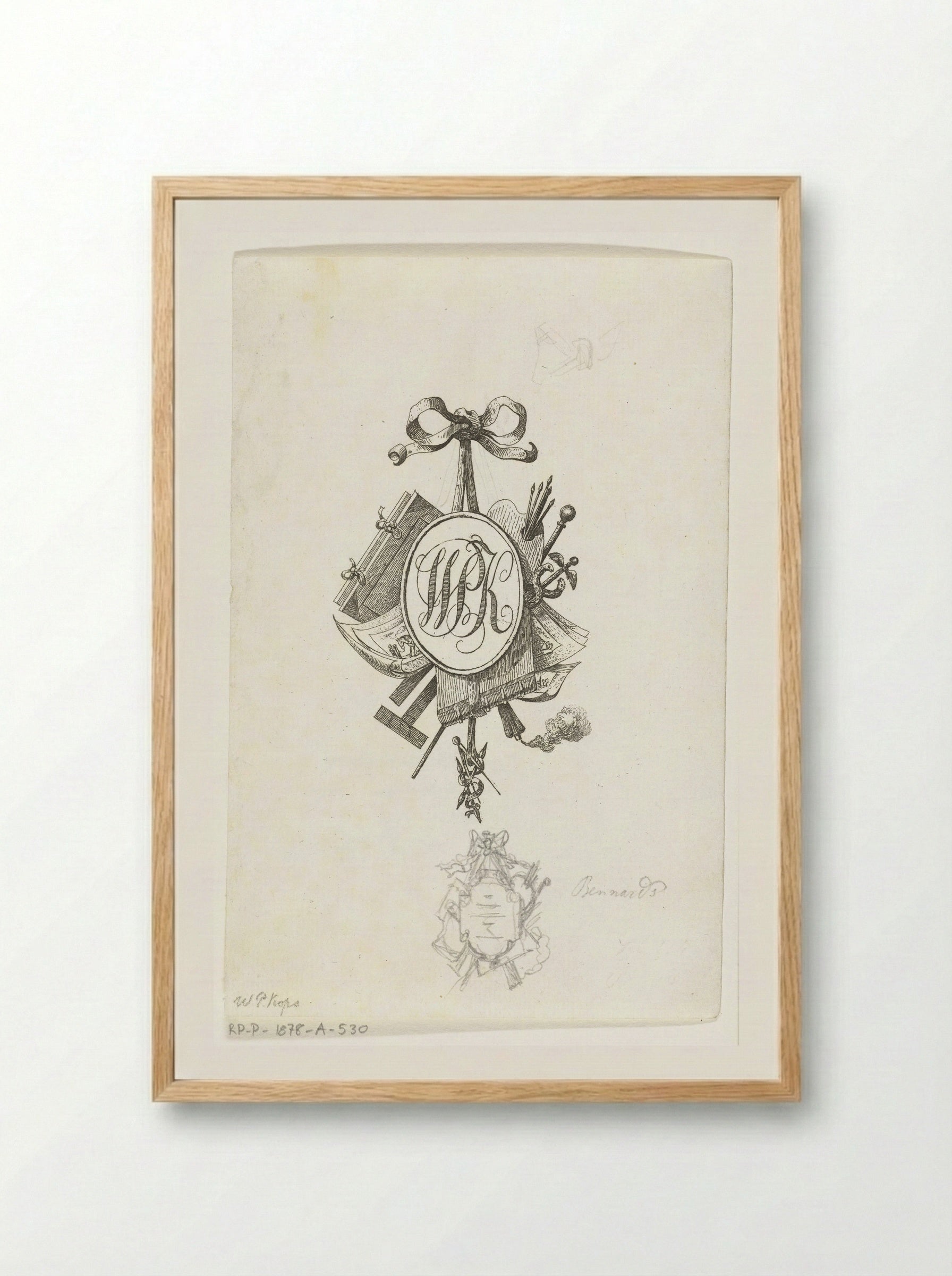 Title Vignette with Monogram W.P.K. - Jean Bernard - Framed Print Wood