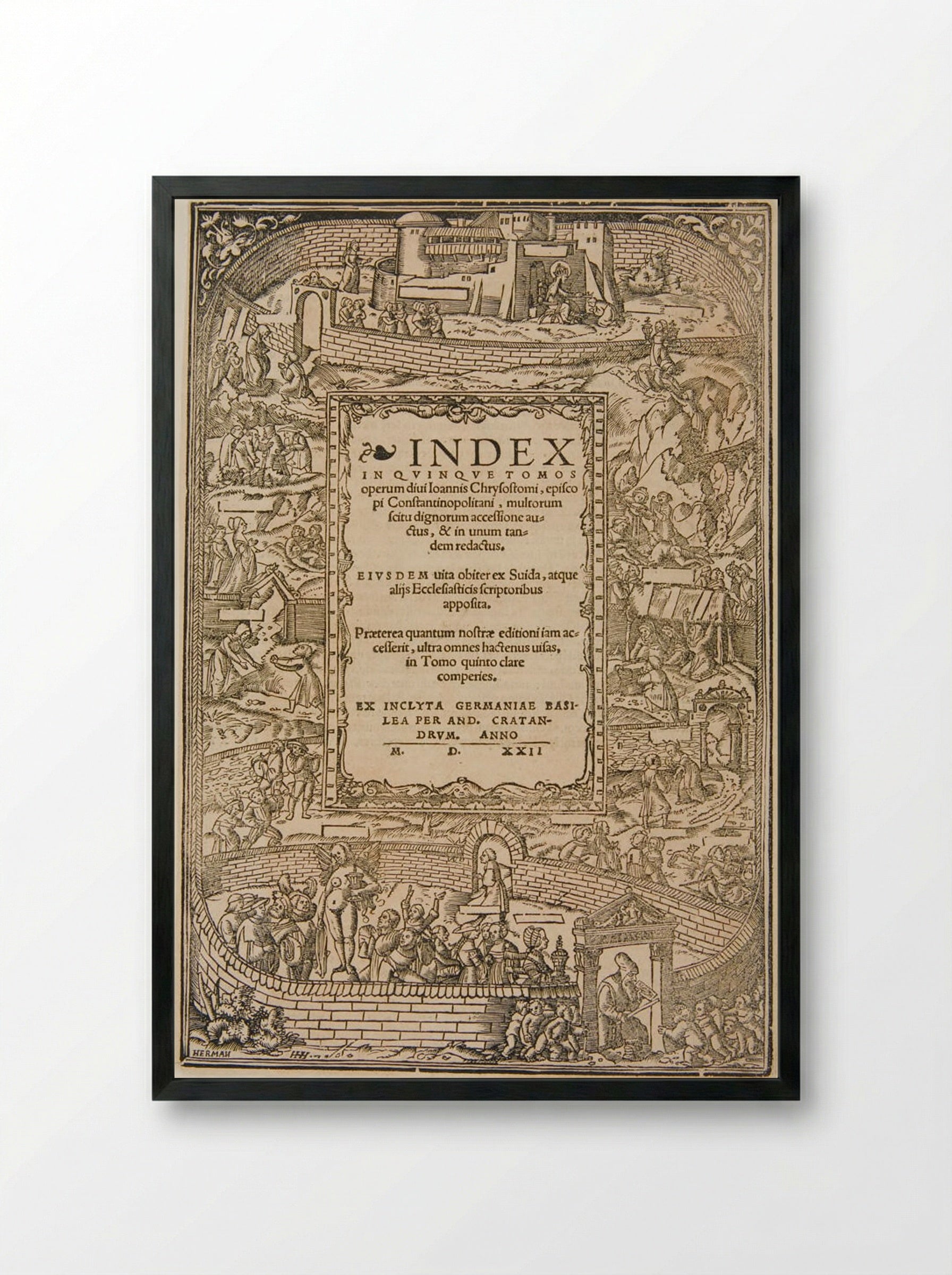 Title-border: The Table of Cebes - Hans Holbein the Younger - Framed Print Black