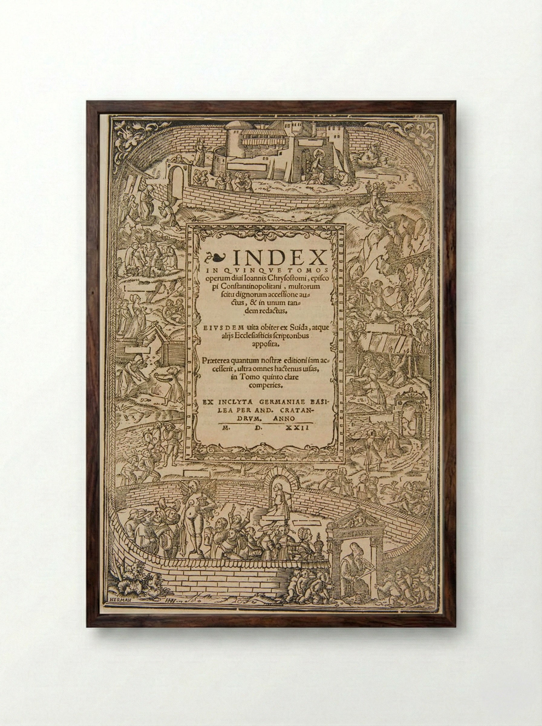 Title-border: The Table of Cebes - Hans Holbein the Younger - Framed Print Dark Wood