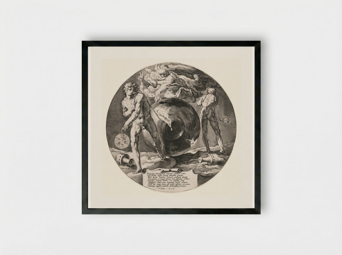 Title page (Creation of the World) - Jan Harmensz. Muller - Framed Print Black