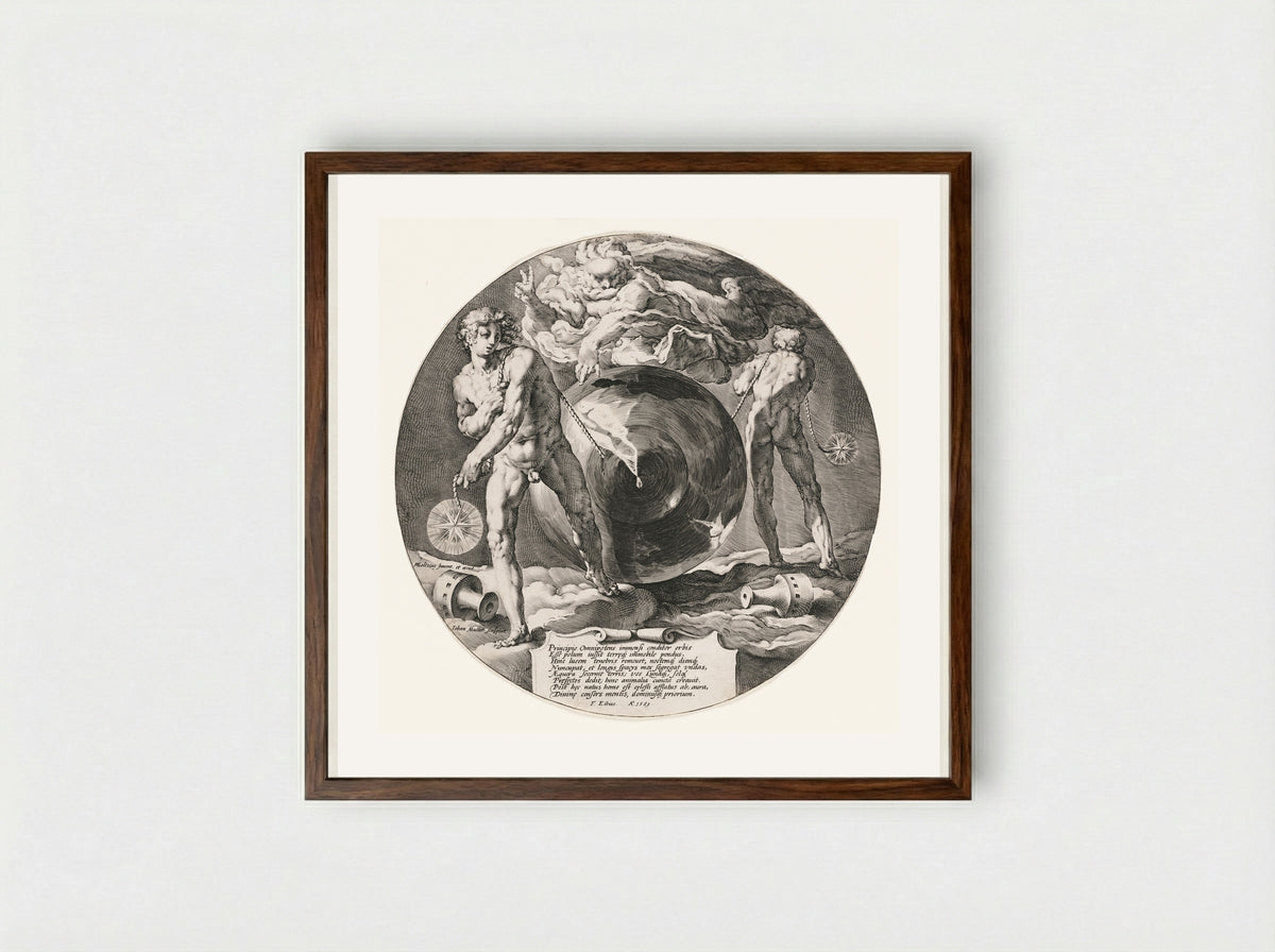 Title page (Creation of the World) - Jan Harmensz. Muller - Framed Print Dark Wood