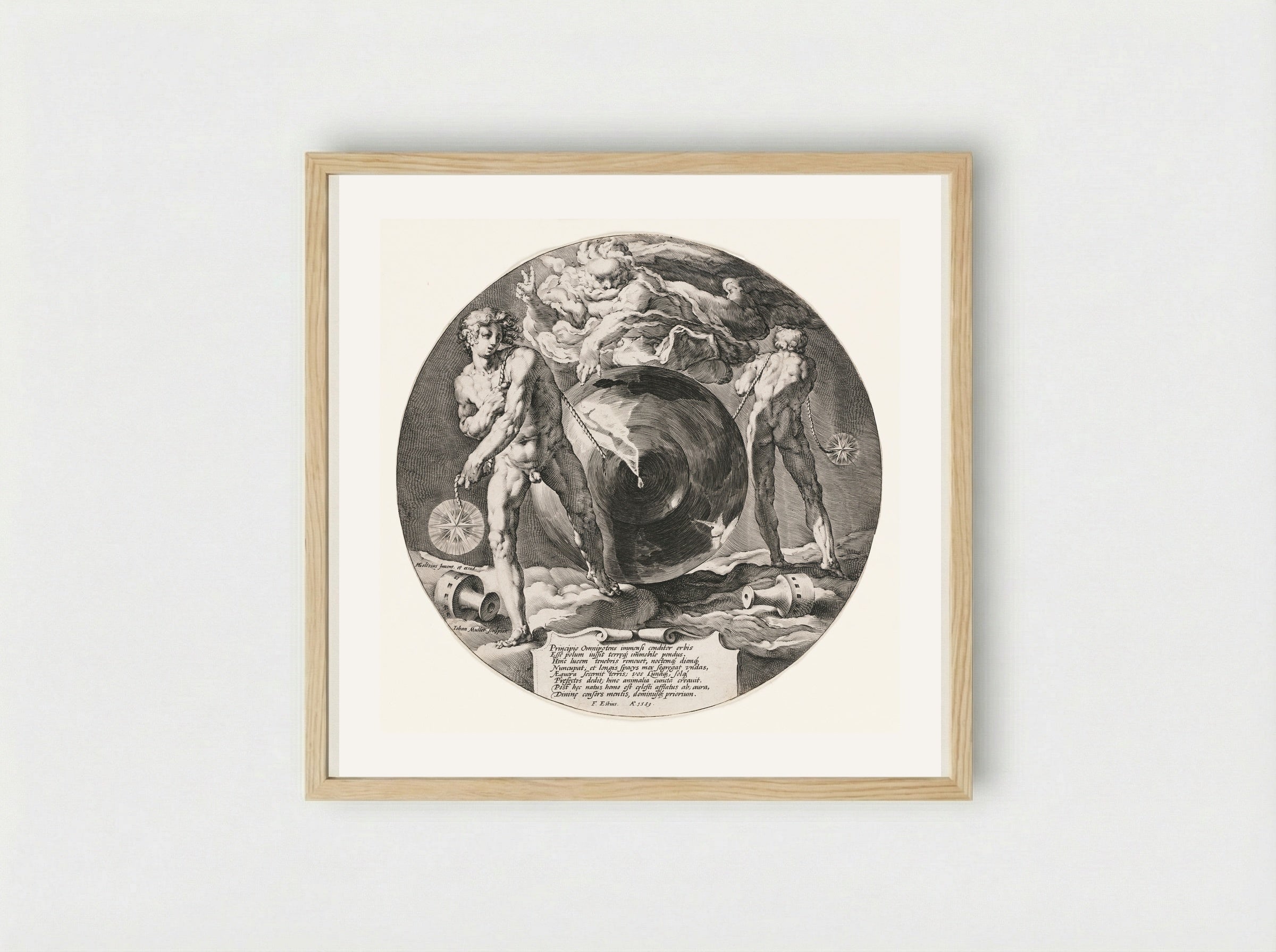 Title page (Creation of the World) - Jan Harmensz. Muller - Framed Print Wood
