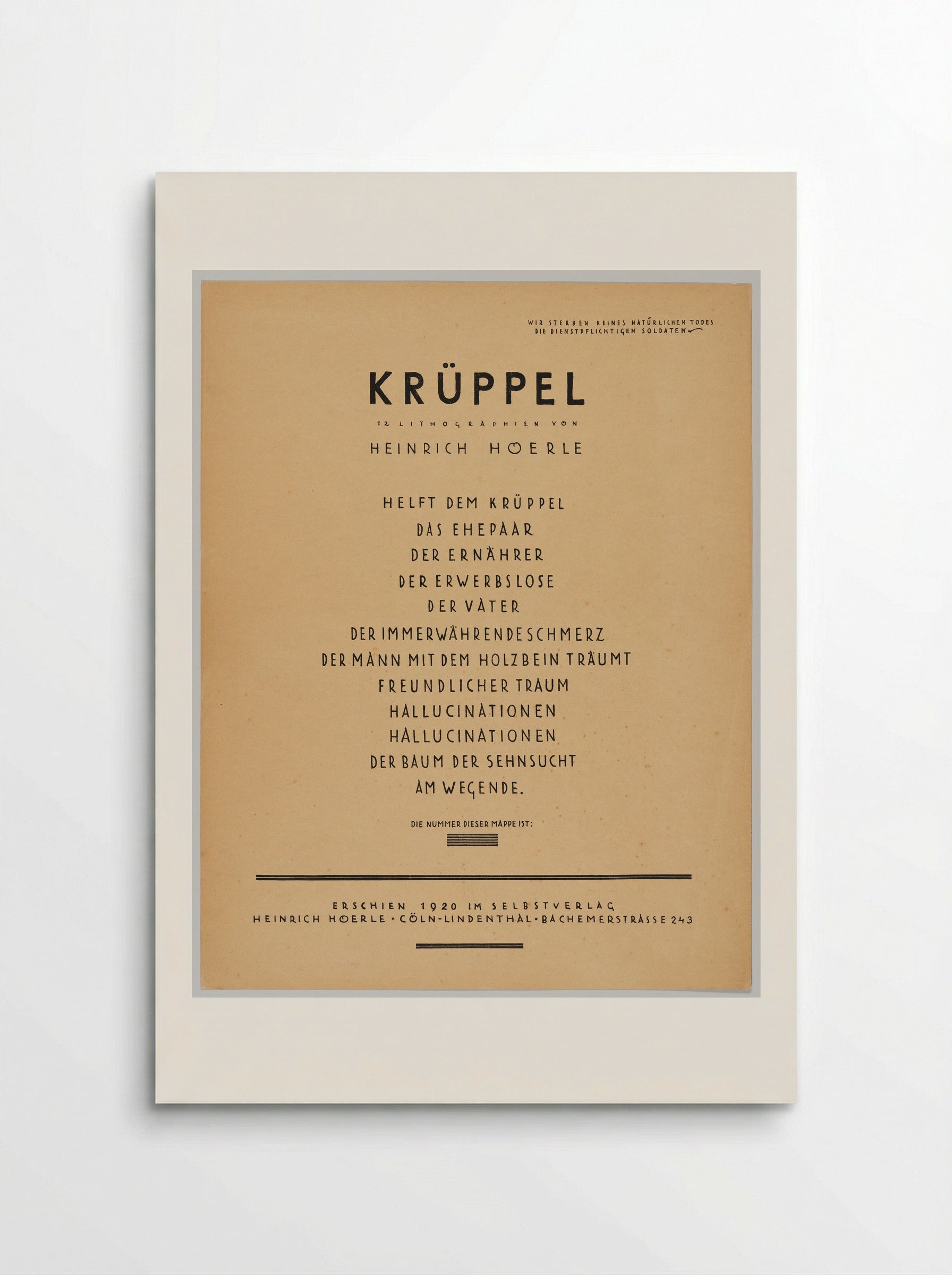 Title page (Krüppel portfolio) - Heinrich Hoerle - Poster
