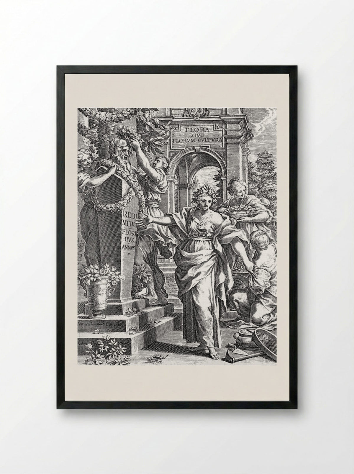 Title page from the Flora - Pietro da Cortona - Framed Print Black