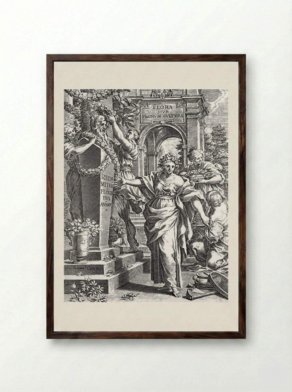 Title page from the Flora - Pietro da Cortona - Framed Print Dark Wood