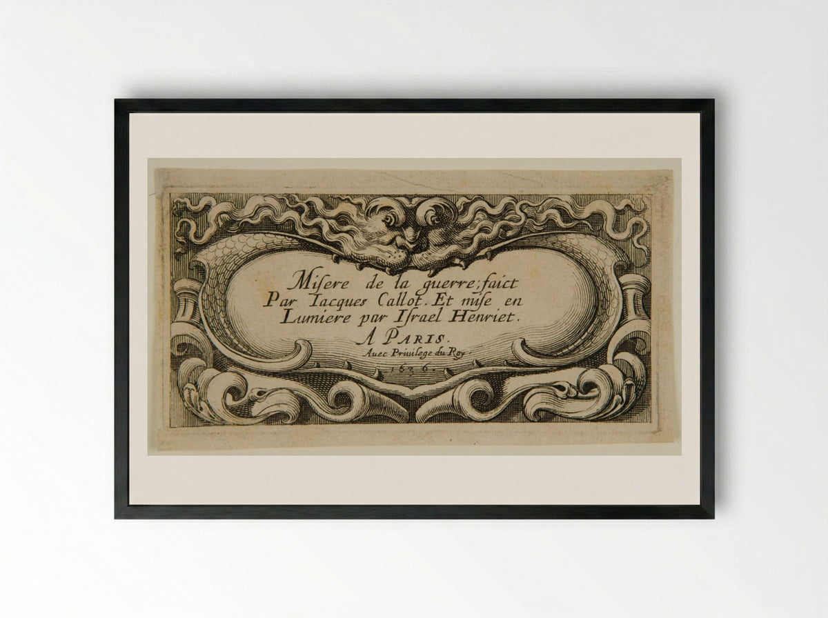 Title to Les Petites Misères de la Guerre - Abraham Bosse - Framed Print Black