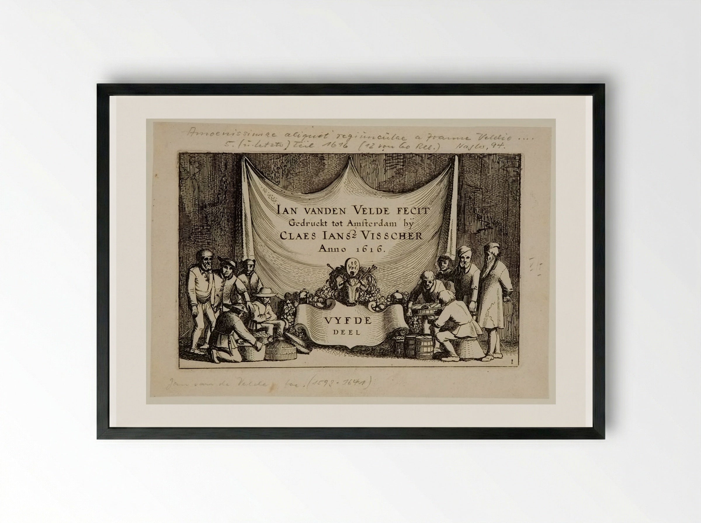 Titlepage (Amoenissimae aliquot regiunculae) - Jan van de Velde II - Framed Print Black