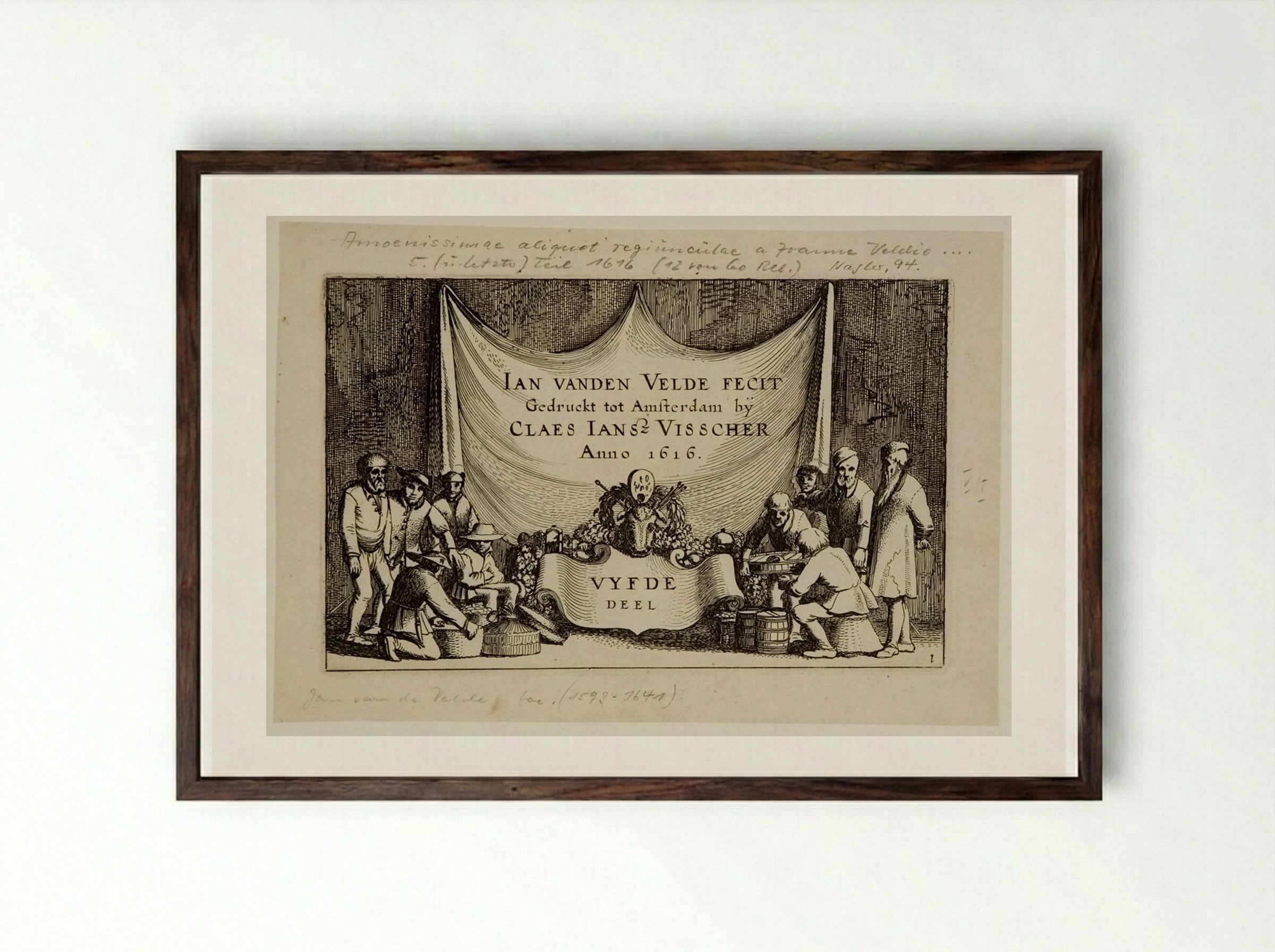 Titlepage (Amoenissimae aliquot regiunculae) - Jan van de Velde II - Framed Print Dark Wood