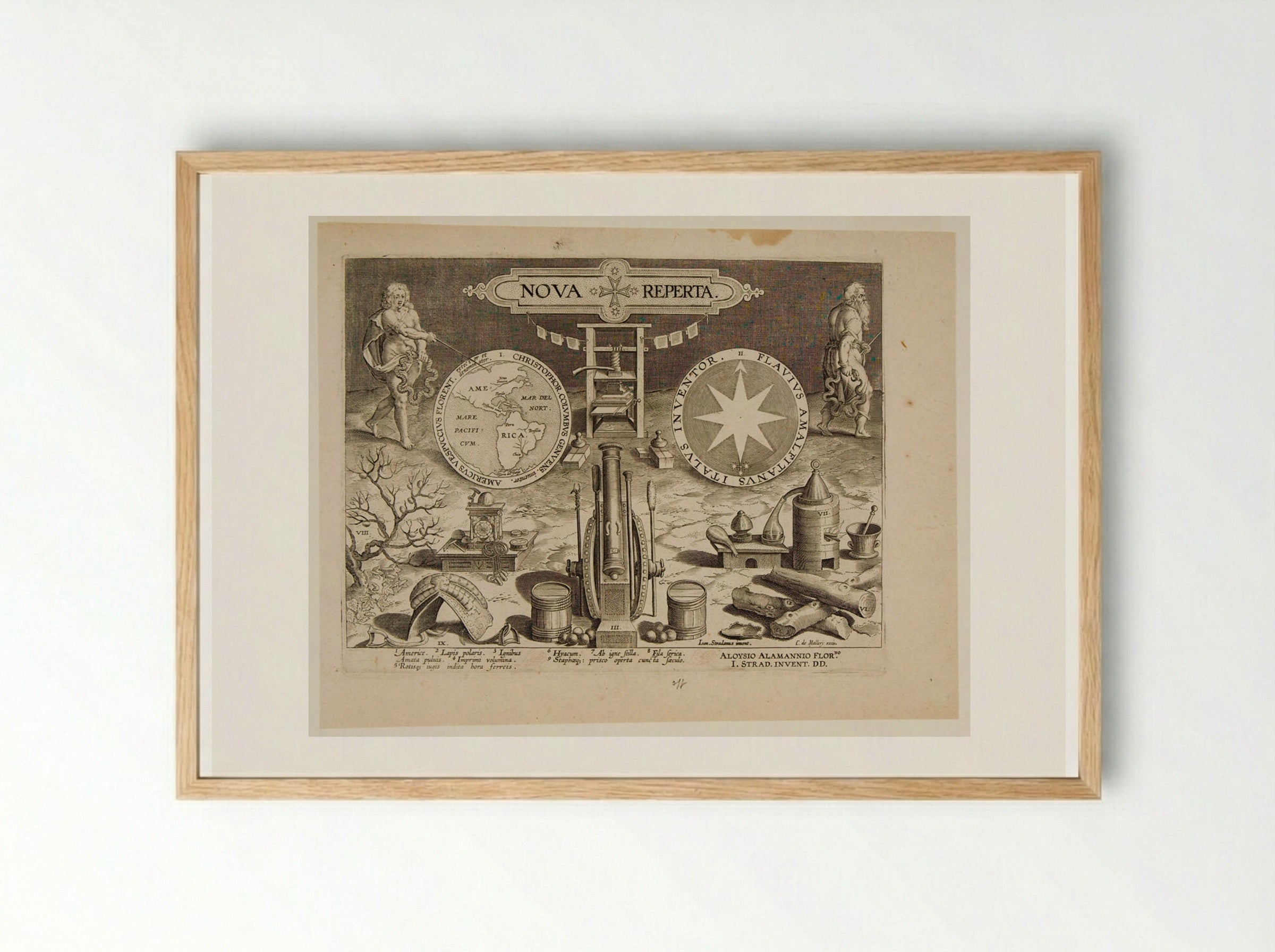 Titlepage, Nova Reperta - Theodoor Galle - Framed Print Wood