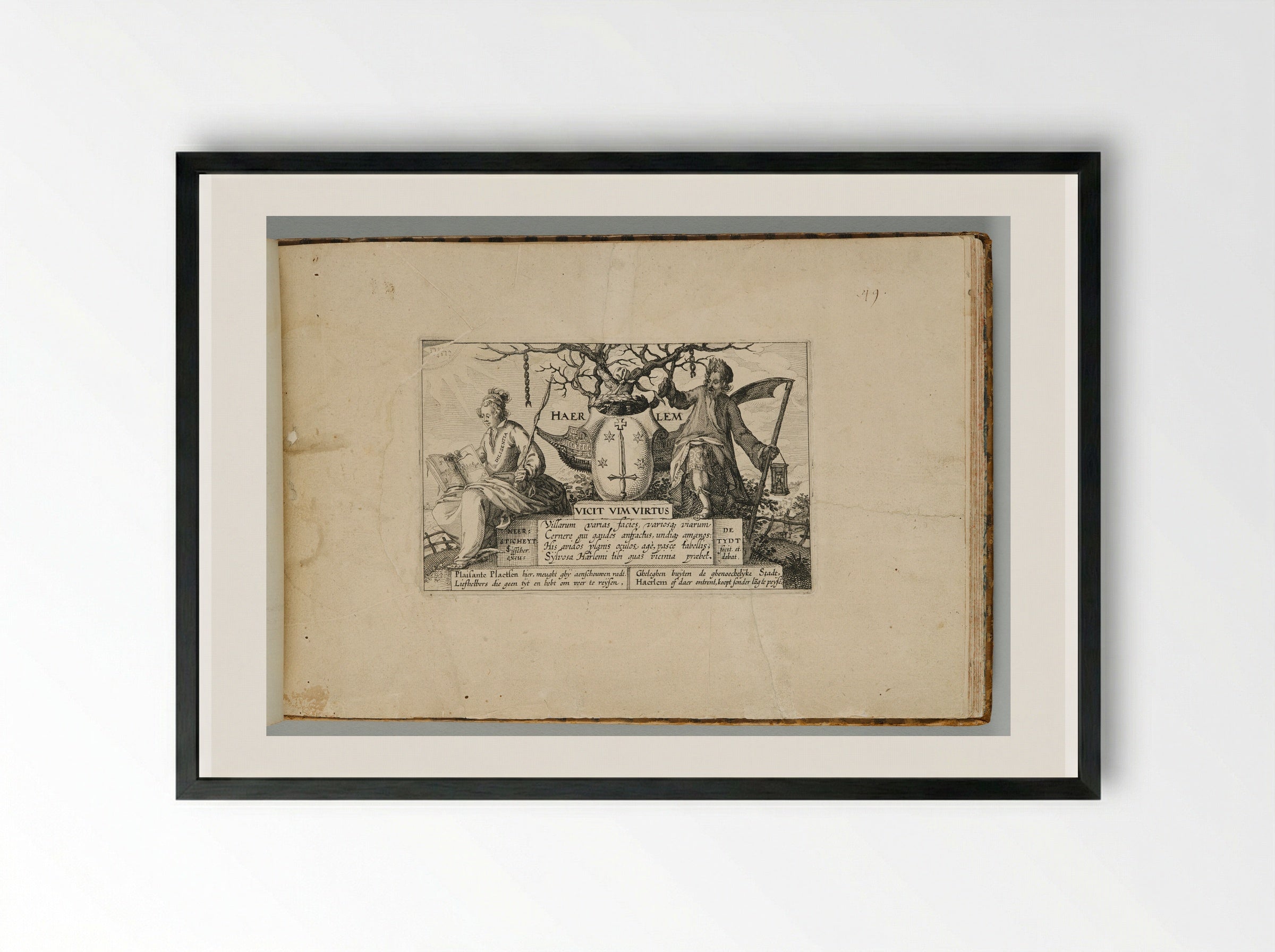 Titlepage, Plaisante Plaetsen - Claes Jansz. Visscher - Framed Print Black