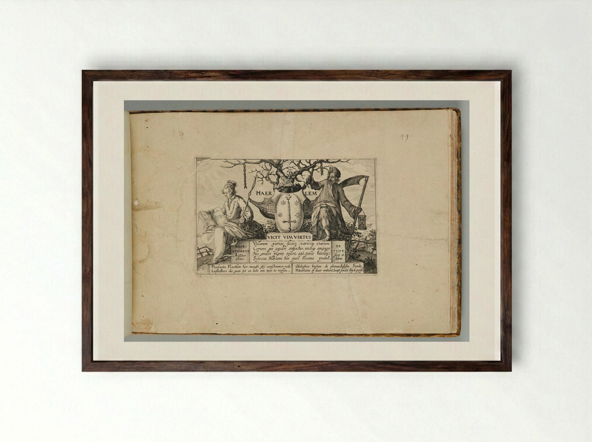 Titlepage, Plaisante Plaetsen - Claes Jansz. Visscher - Framed Print Dark Wood