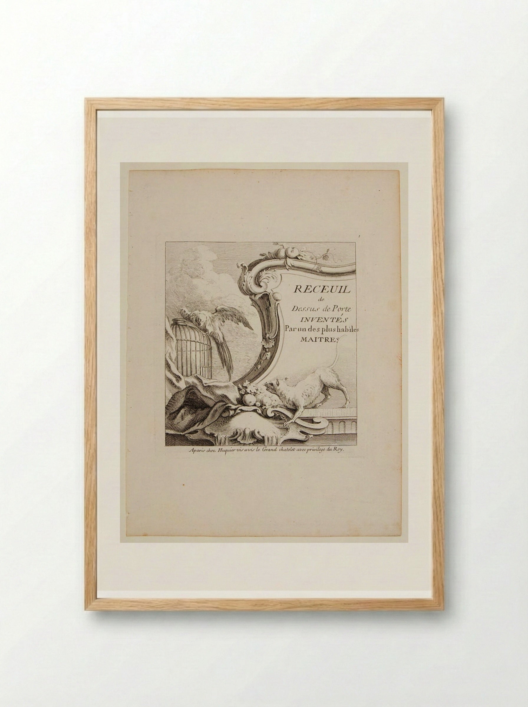 Titlepage (Receuil de Dessus de Porte) - Gabriel Huquier - Framed Print Wood