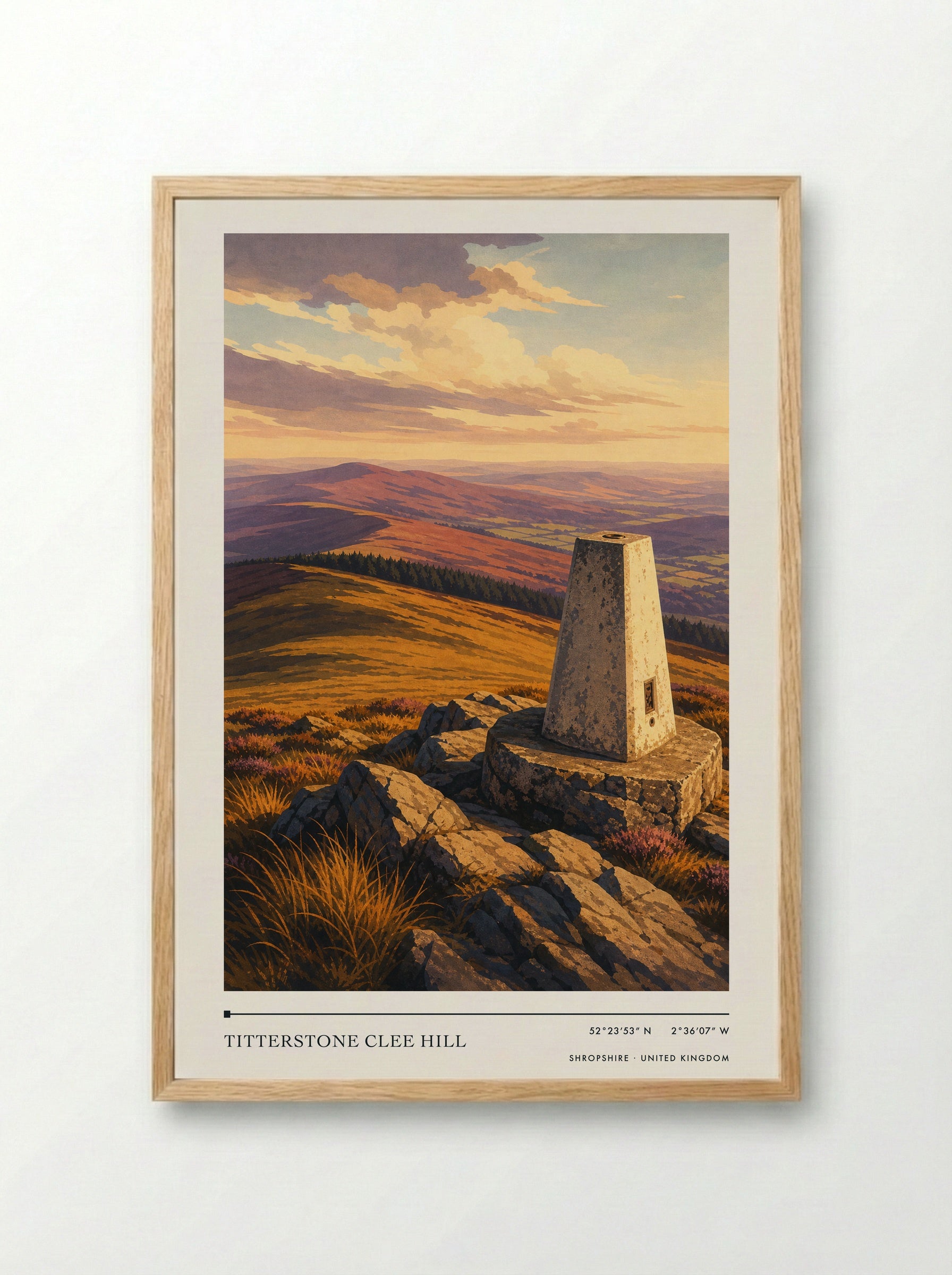 Titterstone Clee Hill Shropshire United Kingdom Travel Poster - Framed Print Wood