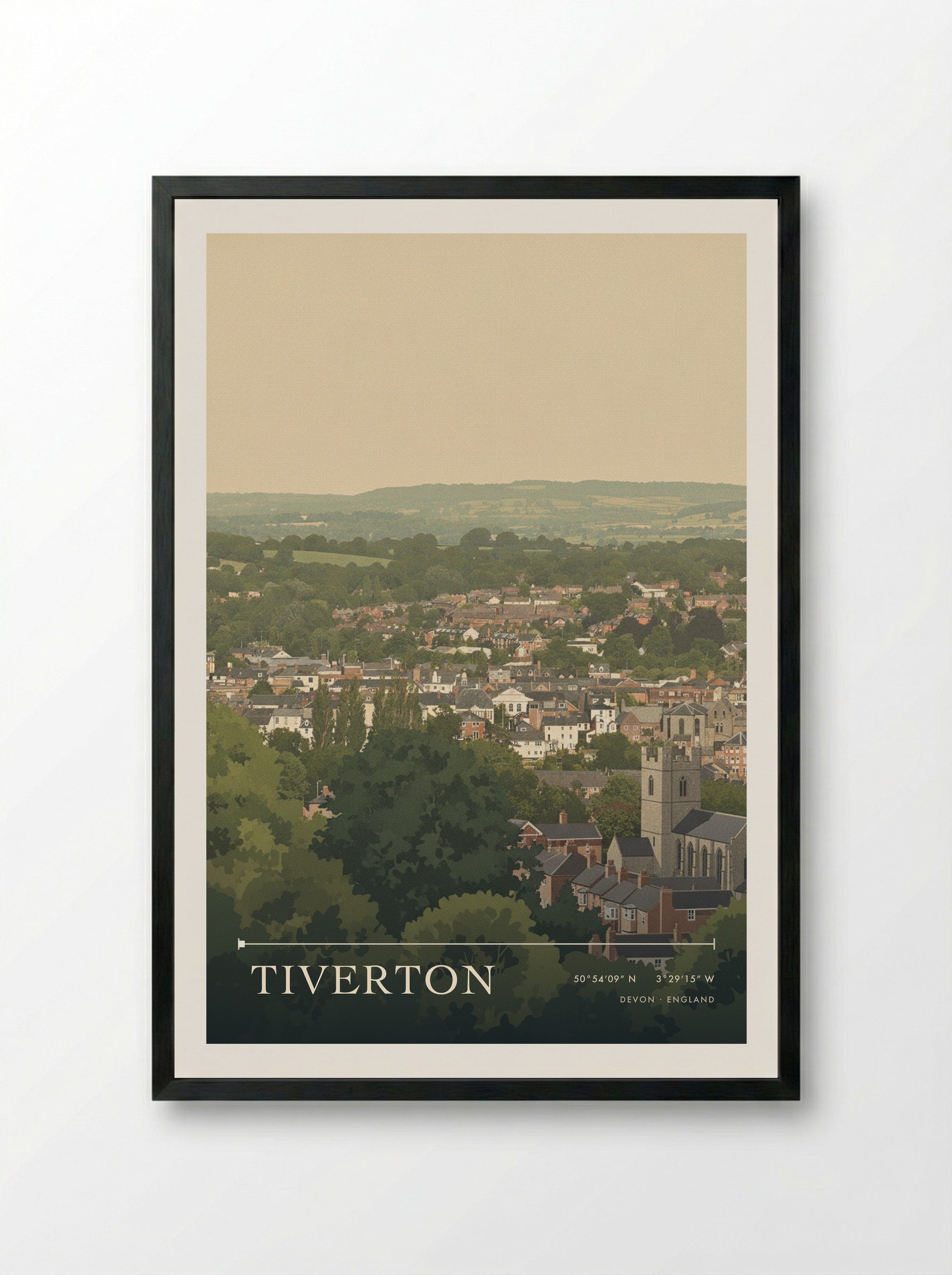 Tiverton Devon England Travel Poster - Framed Print Black