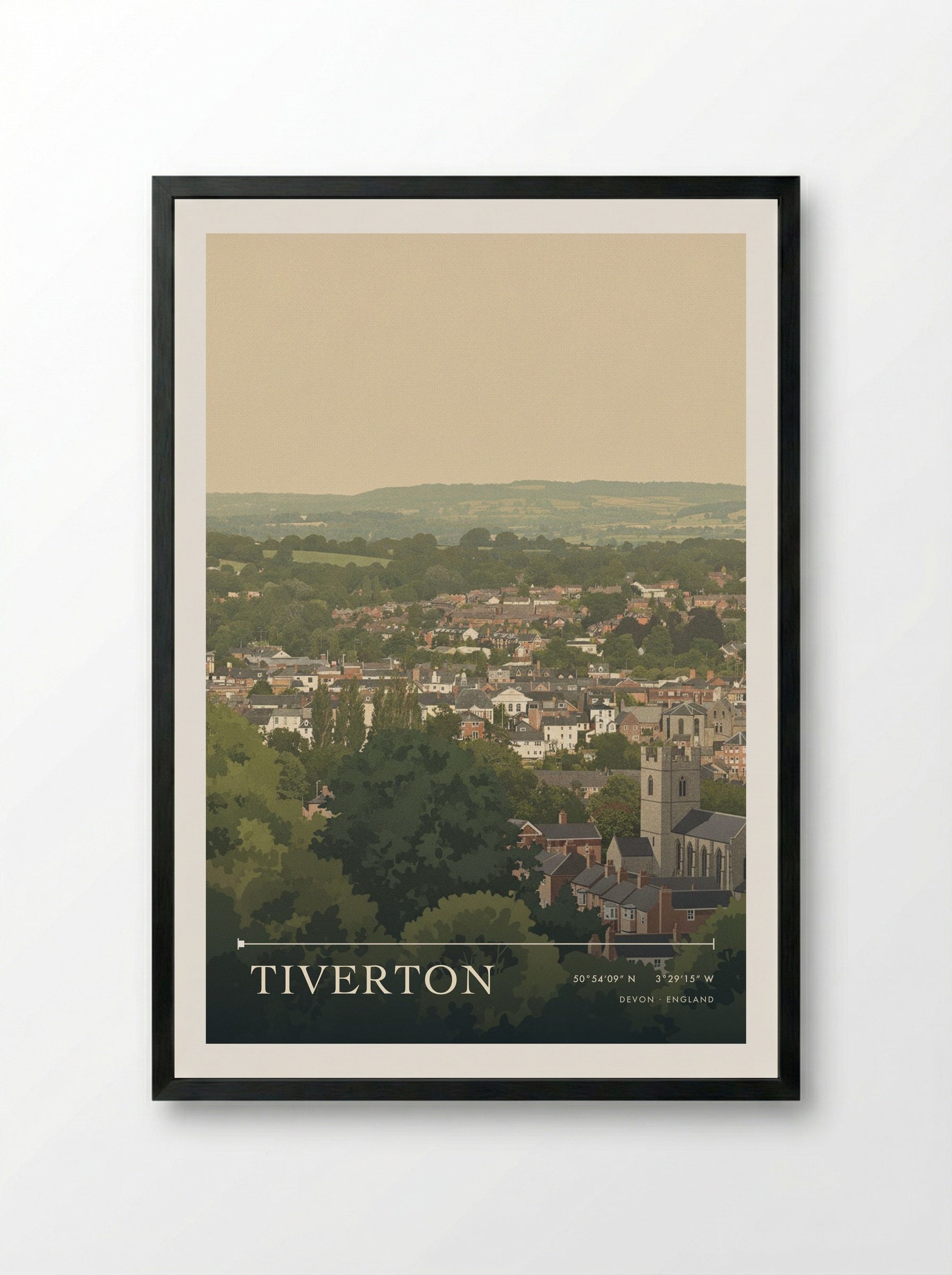 Tiverton Devon England Travel Poster - Framed Print Black