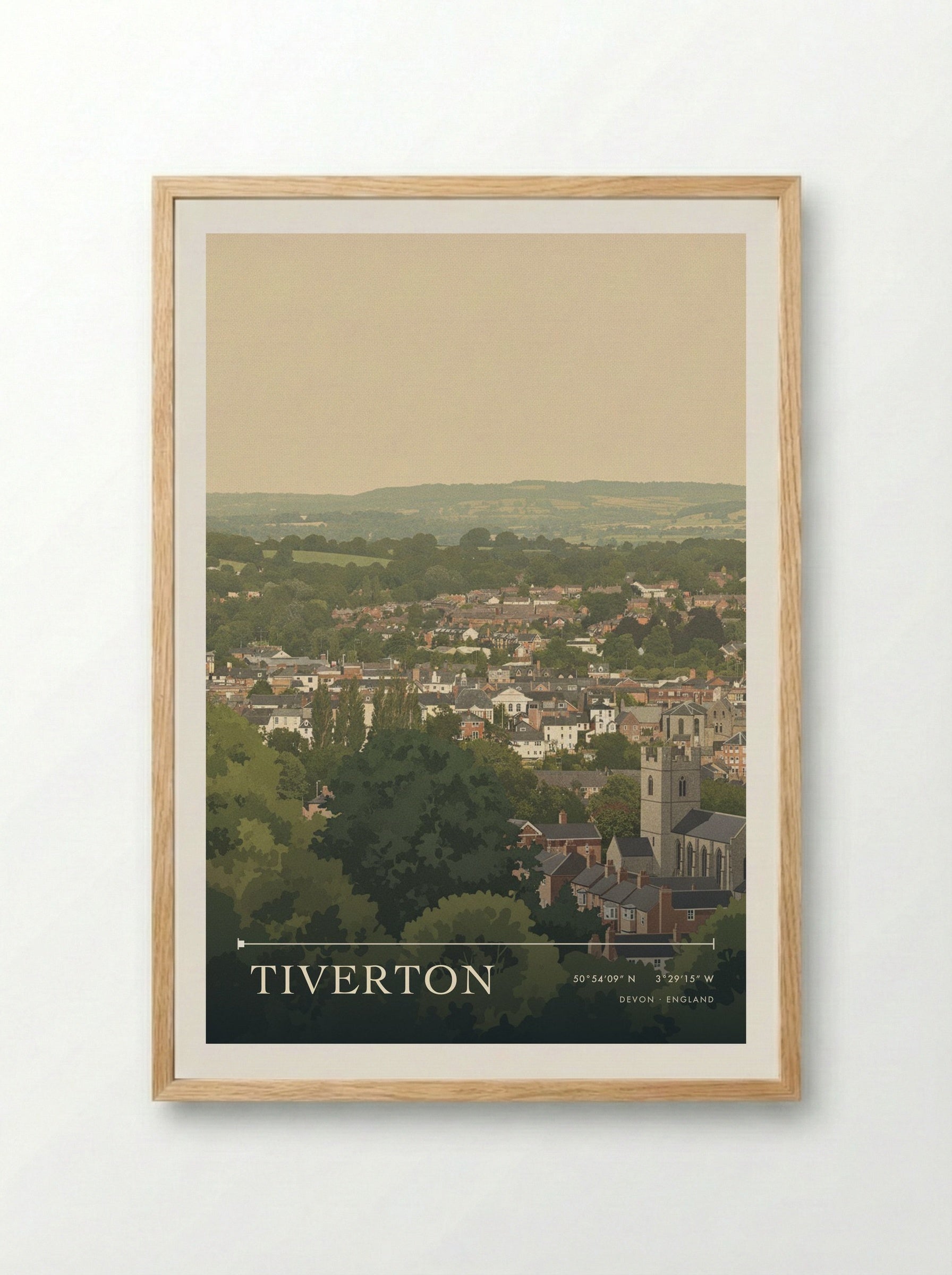 Tiverton Devon England Travel Poster - Framed Print Wood