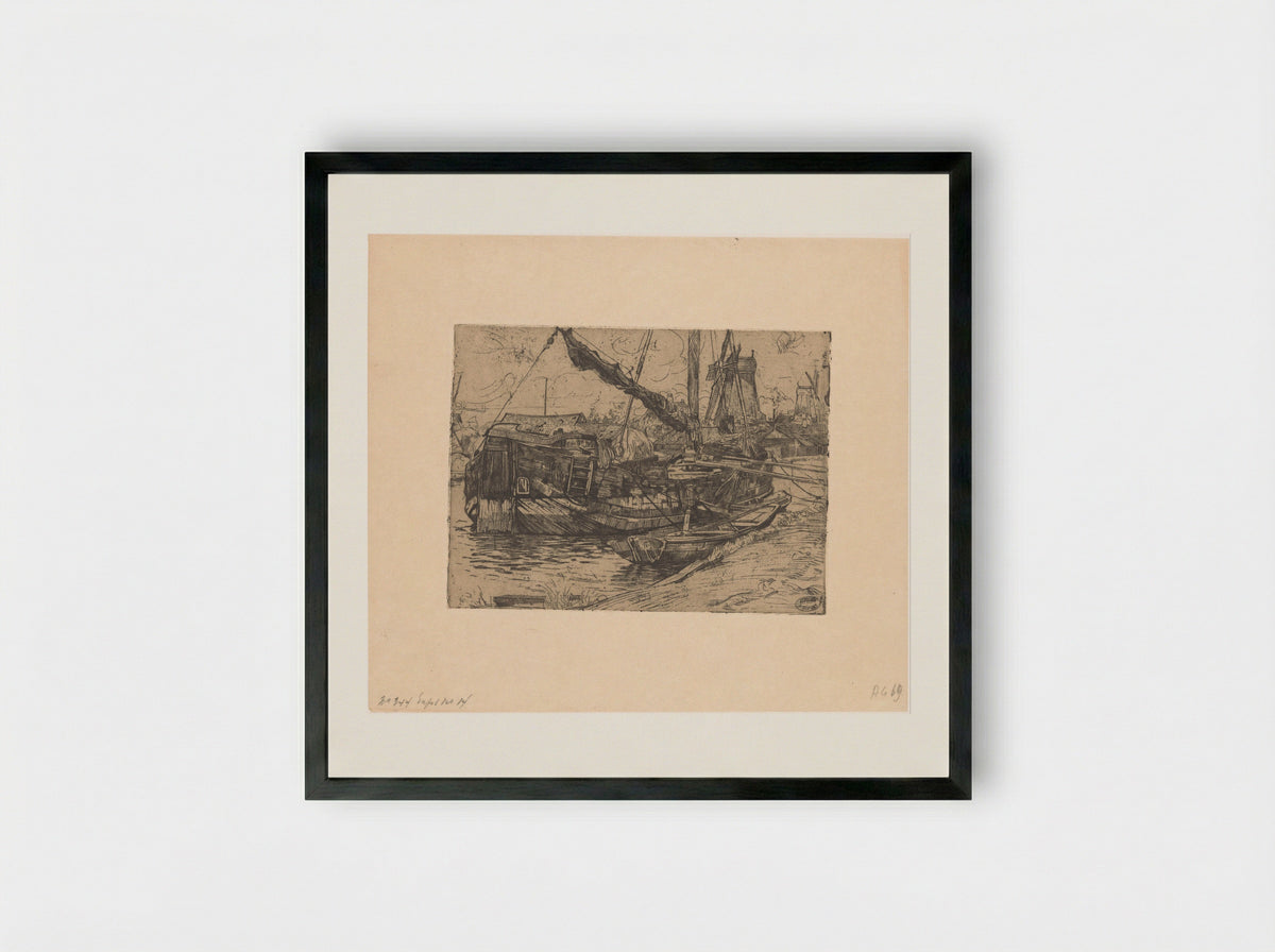 Tjalk in de Baarsjes in Amsterdam - Pieter Dupont - Framed Print Black