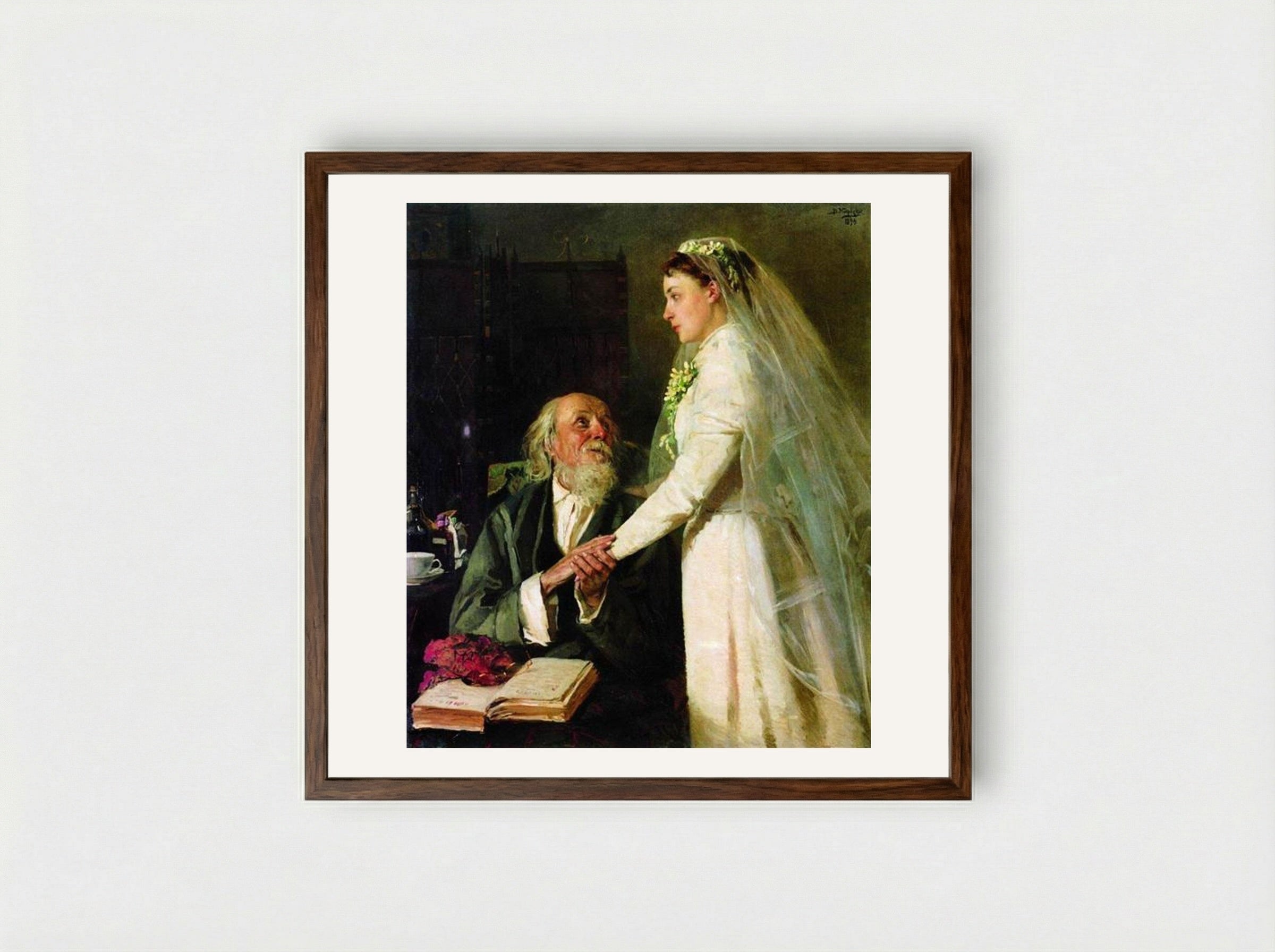 To Crown (Farewell) - Vladimir Makovsky - Framed Print Dark Wood
