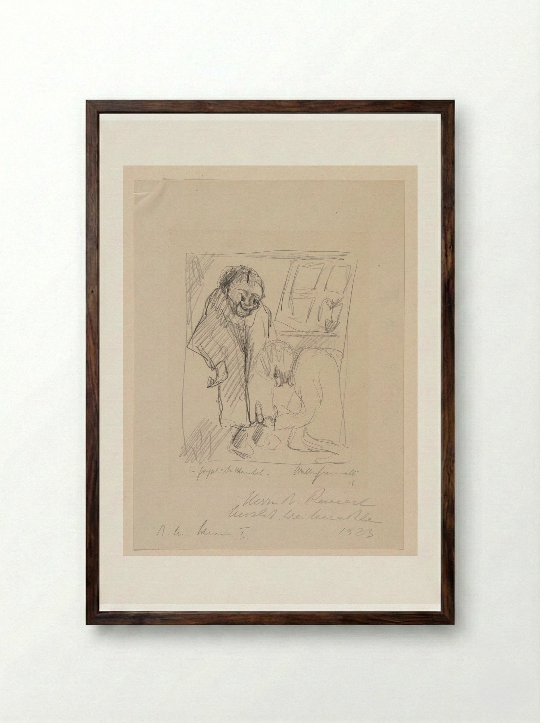 To Gogol 'The Overcoat' I - Walter Gramatté - Framed Print Dark Wood