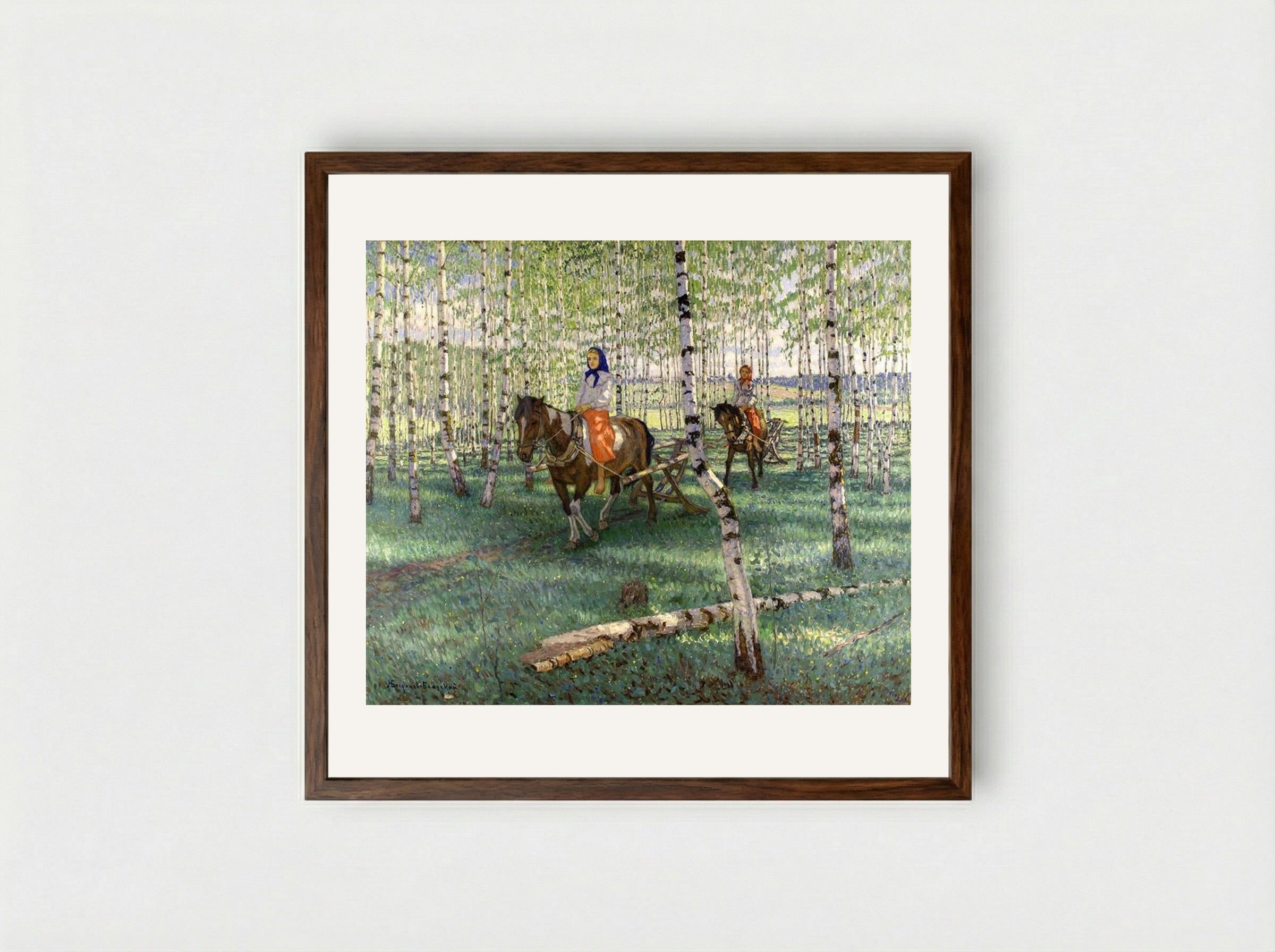 To Work - Nikolay Bogdanov-Belsky - Framed Print Dark Wood