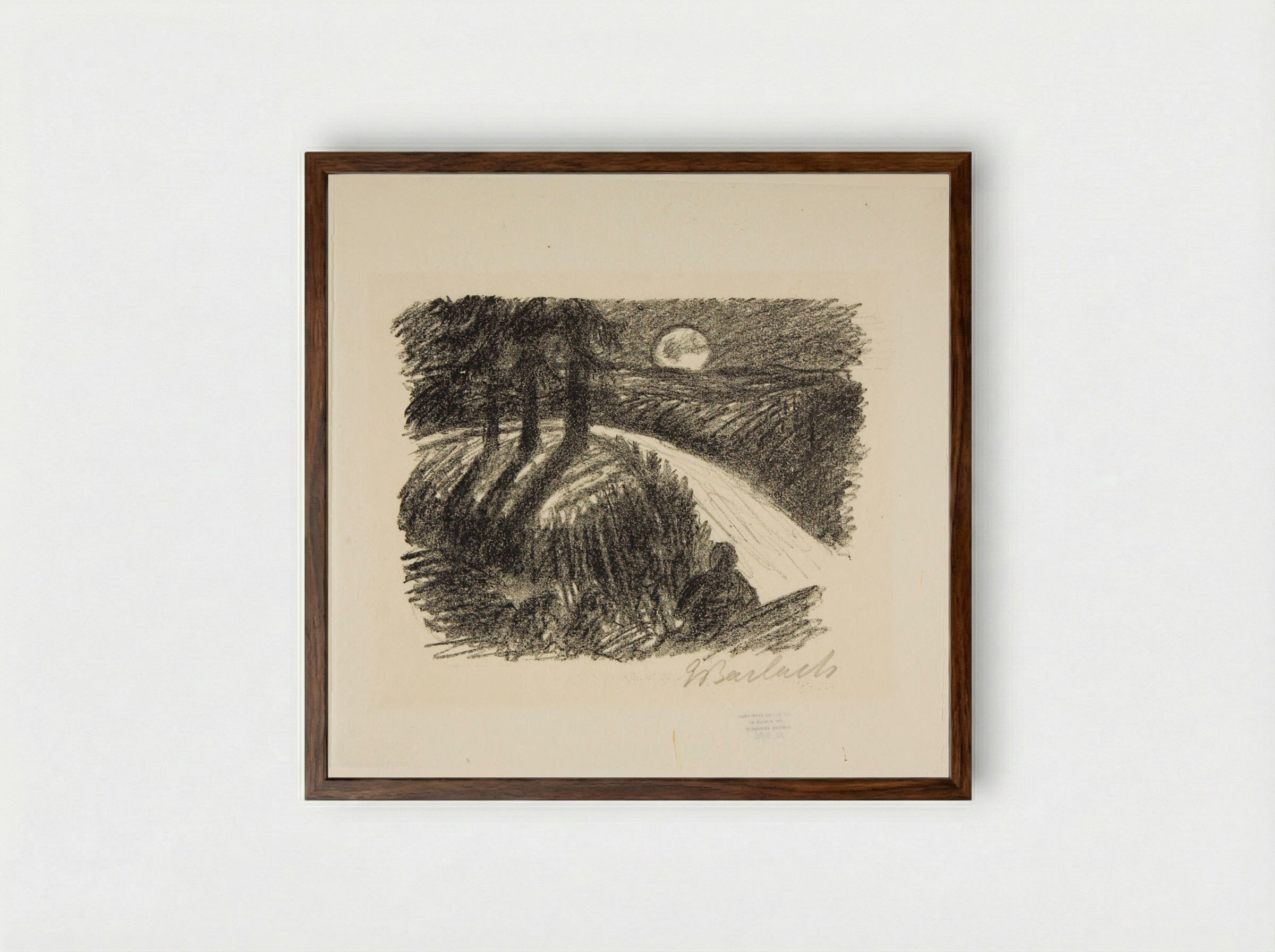 To the Moon 1: Rising Moon - Ernst Barlach - Framed Print Dark Wood