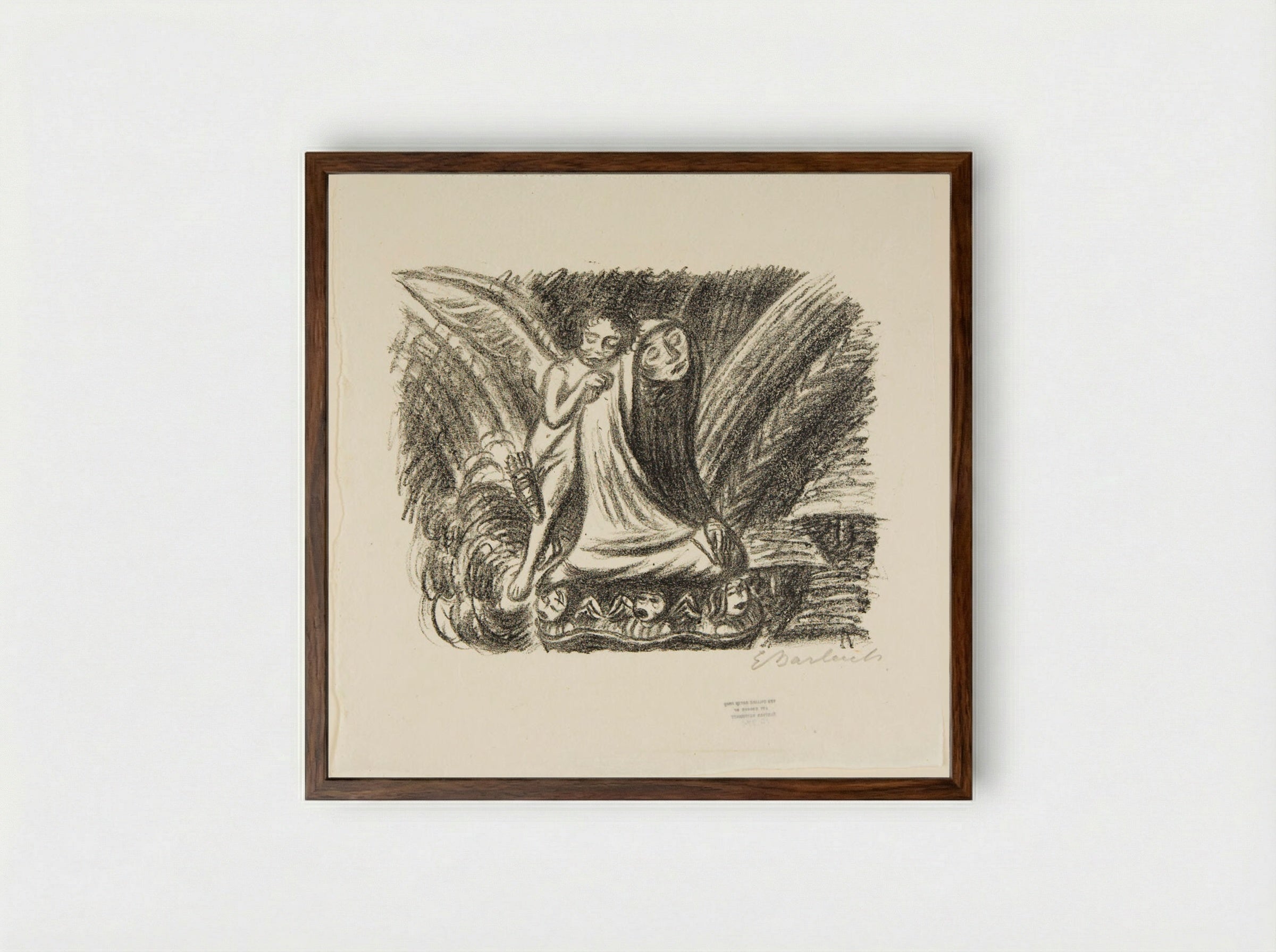 To the Moon 4: Solace - Ernst Barlach - Framed Print Dark Wood