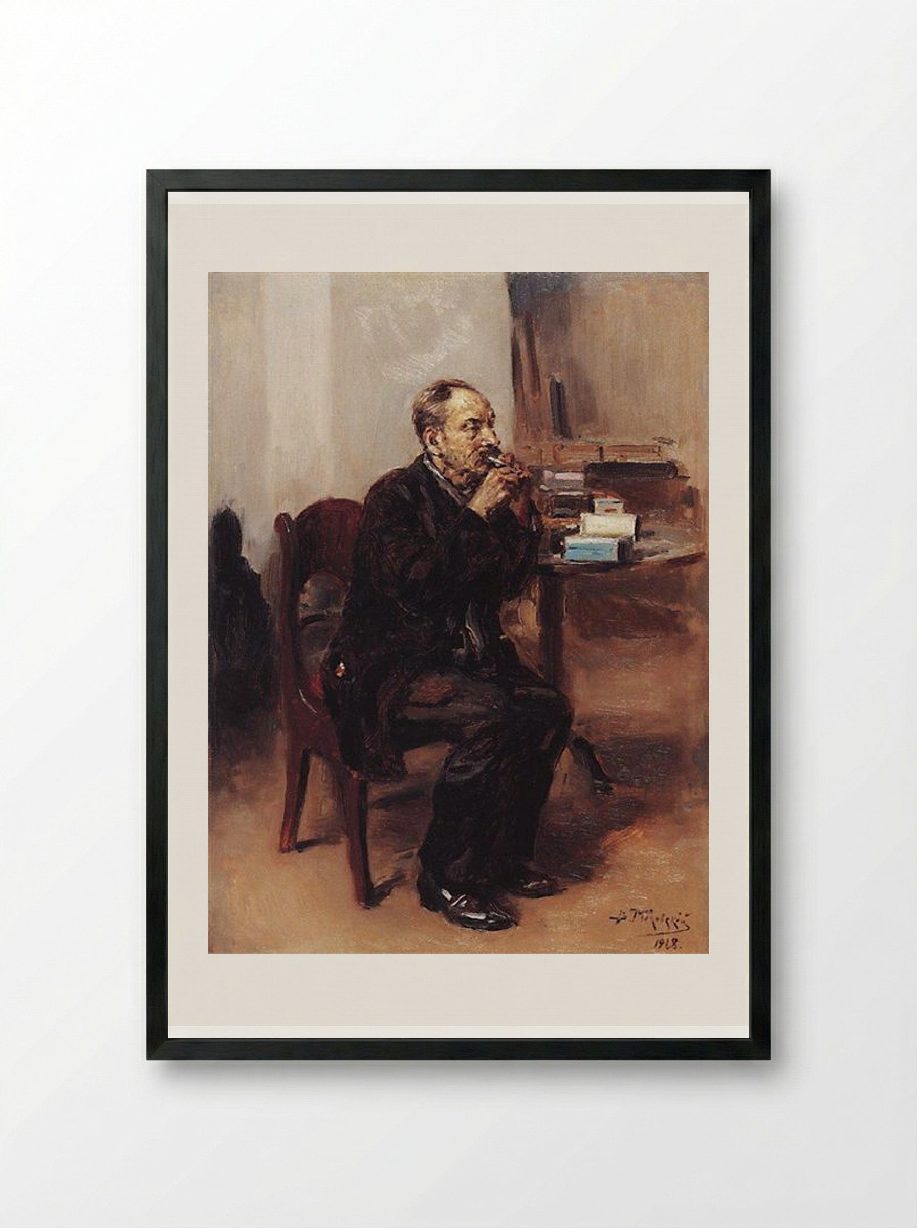 Tobacco Taster - Vladimir Makovsky - Framed Print Black