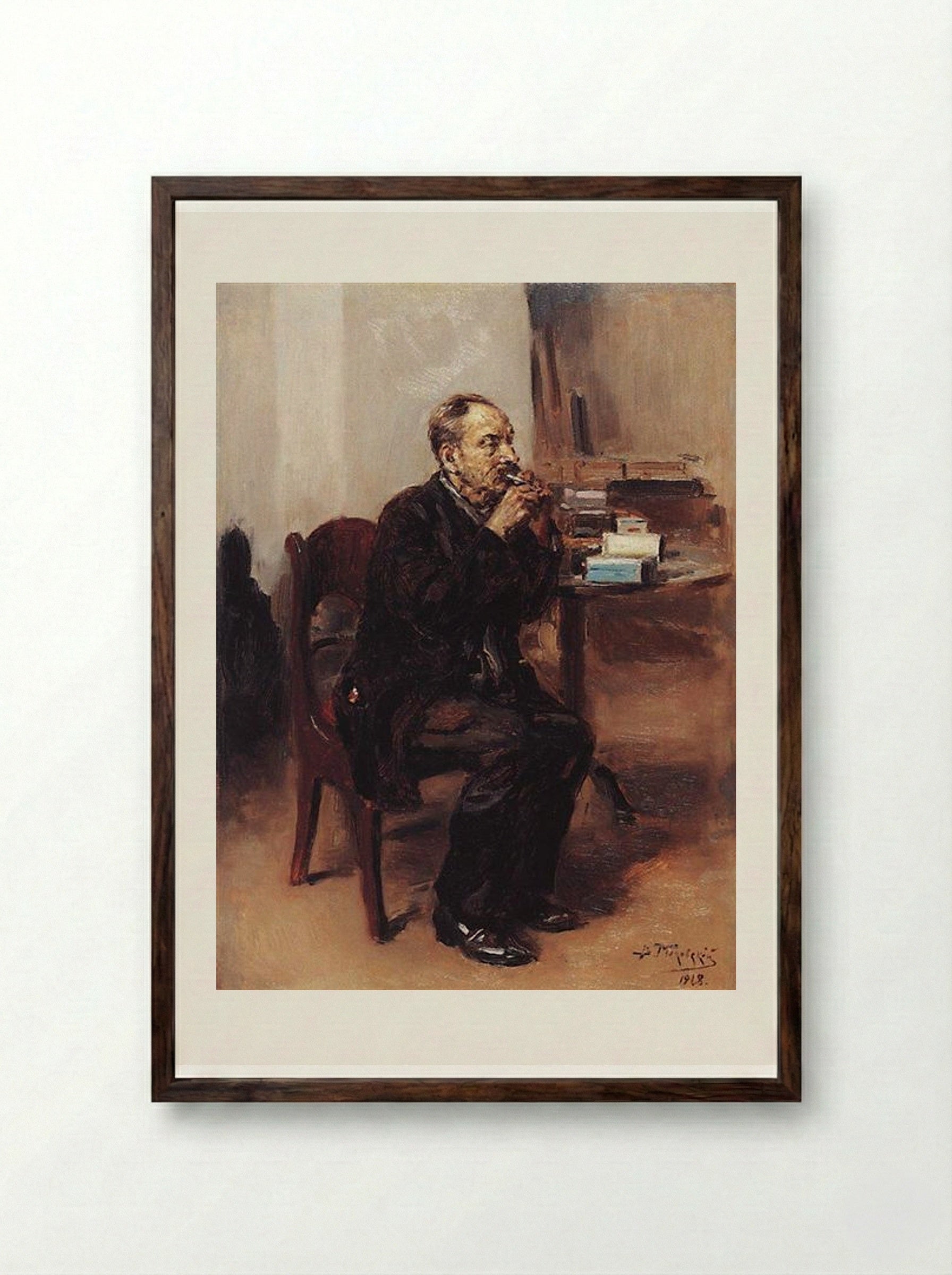 Tobacco Taster - Vladimir Makovsky - Framed Print Dark Wood
