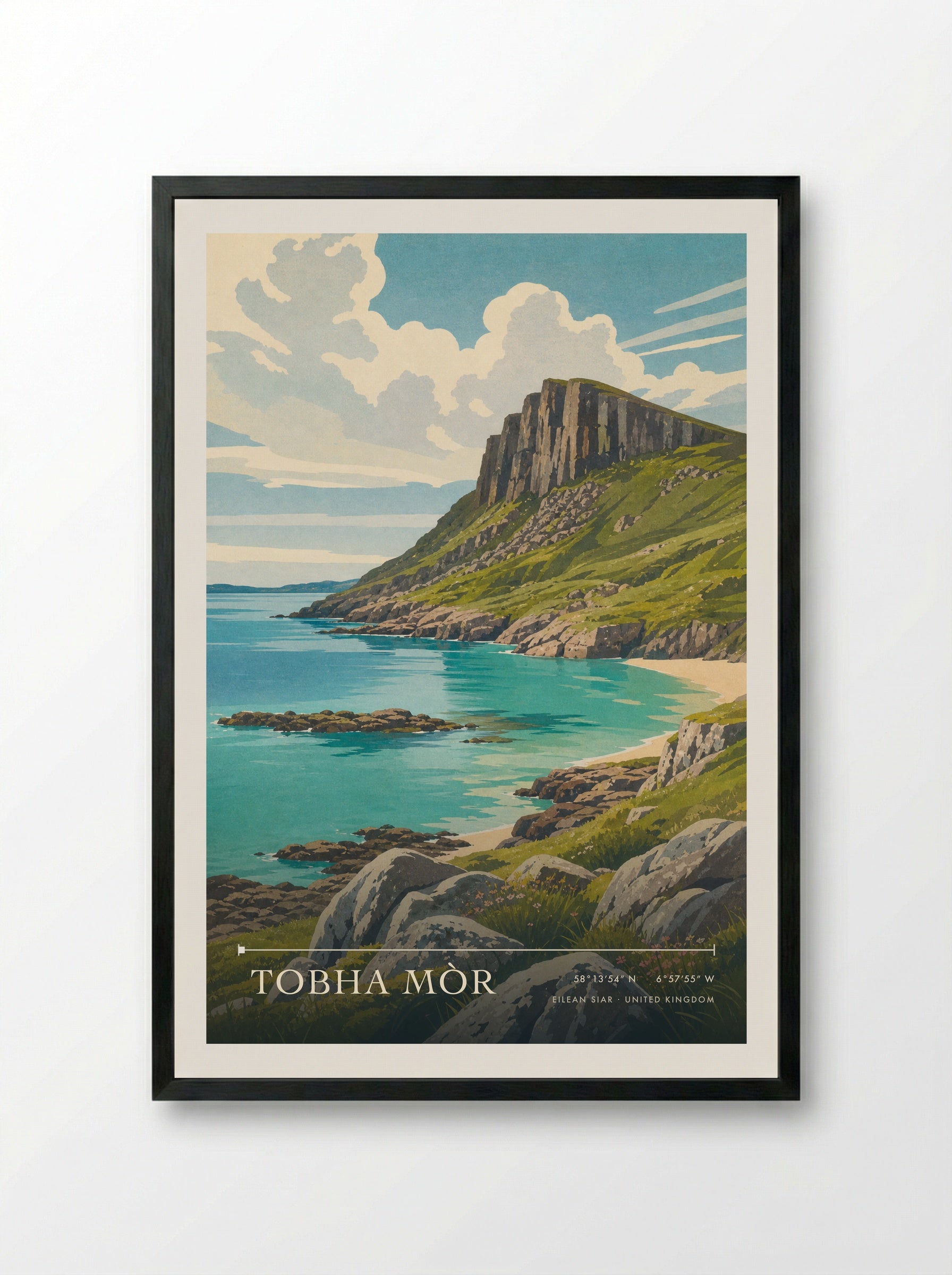 Tobha Mòr Eilean Siar United Kingdom Travel Poster - Framed Print Black