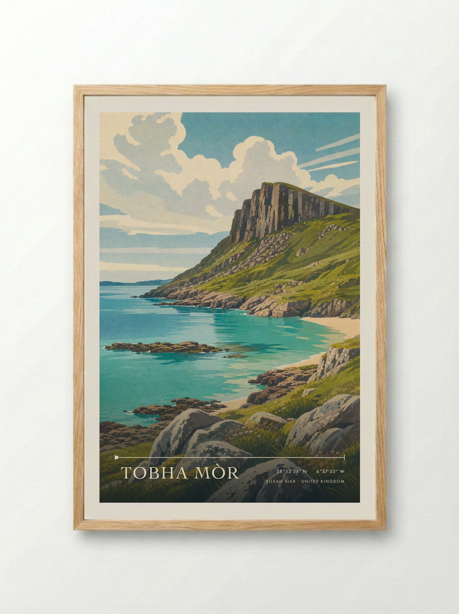 Tobha Mòr Eilean Siar United Kingdom Travel Poster - Framed Print Wood