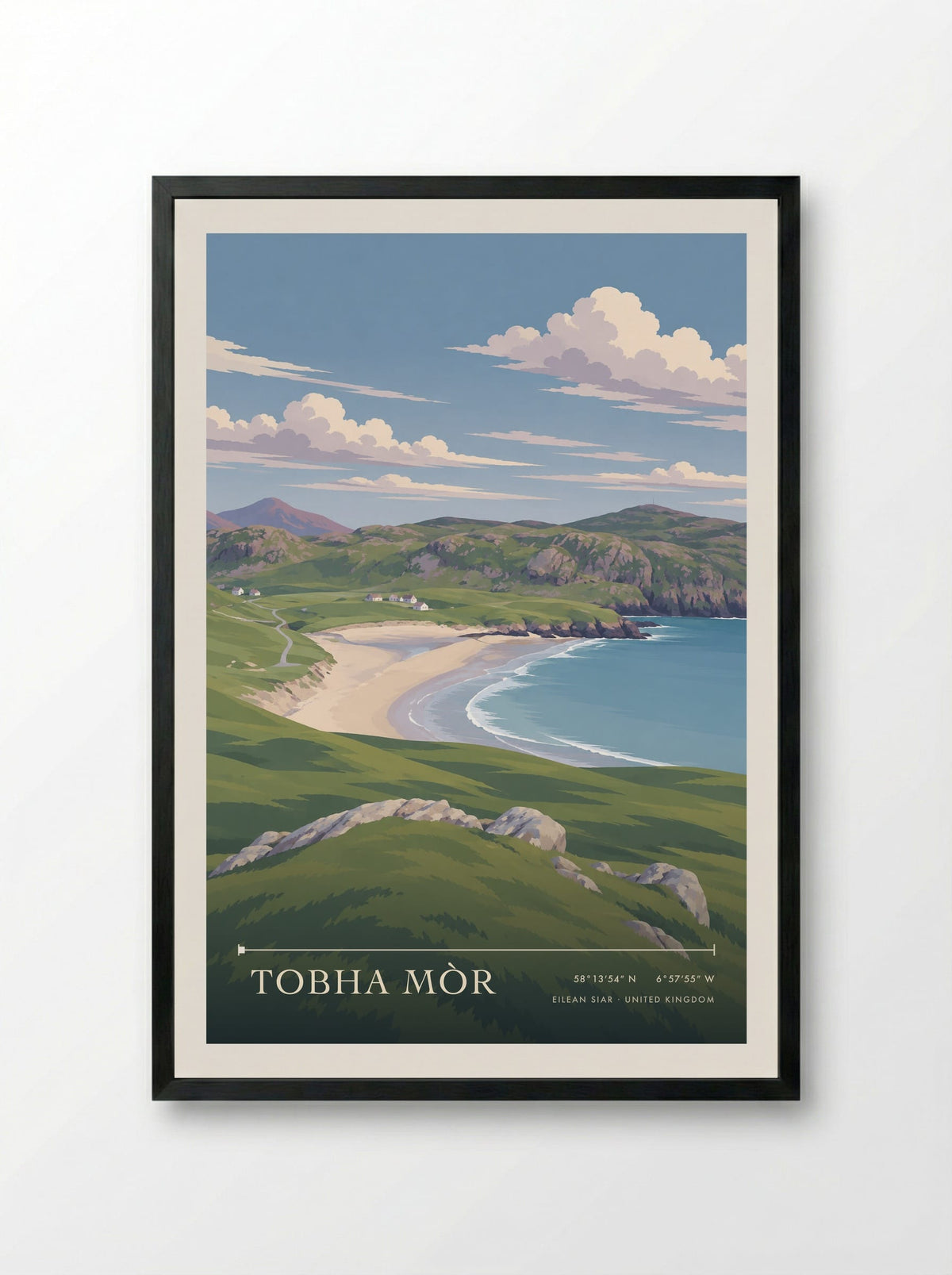 Tobha Mòr, Eilean Siar | Travel Poster - Framed Print Black