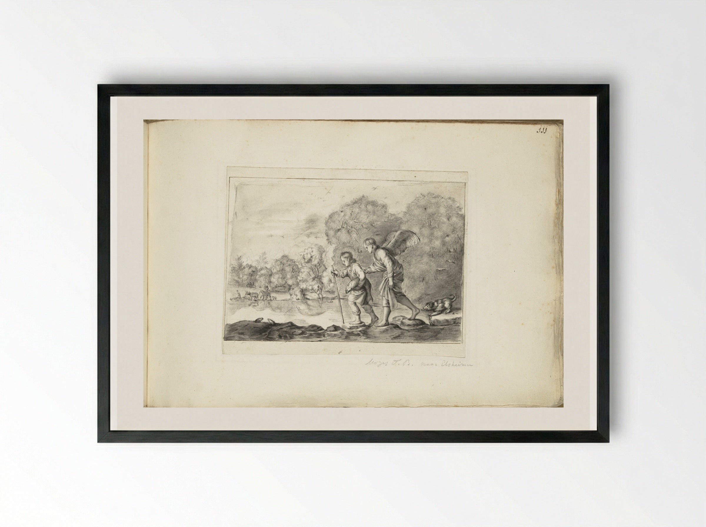 Tobias and the Angel (After Elsheimer) - Moses ter Borch - Framed Print Black