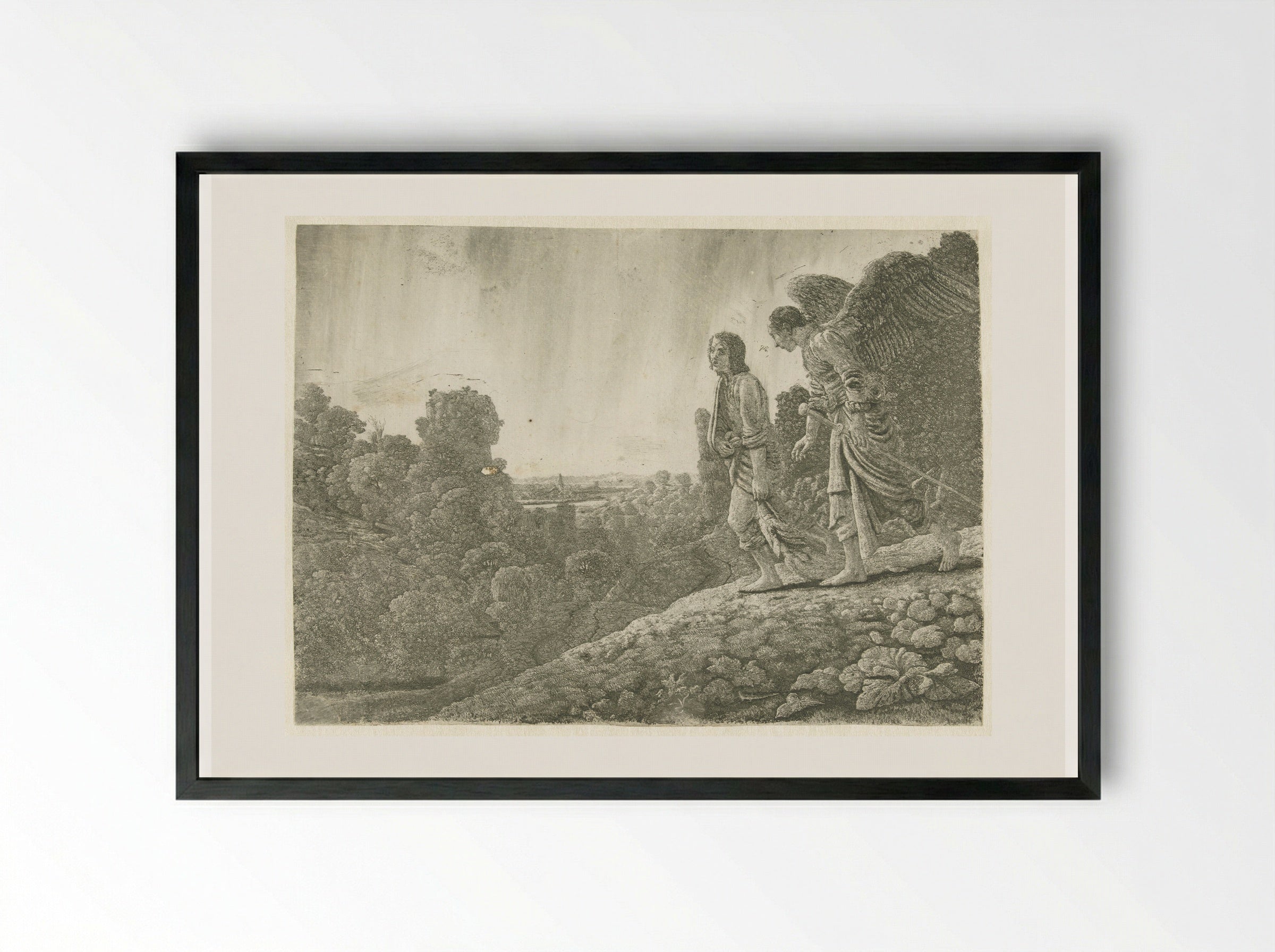 Tobias and the Angel - Hercules Segers - Framed Print Black