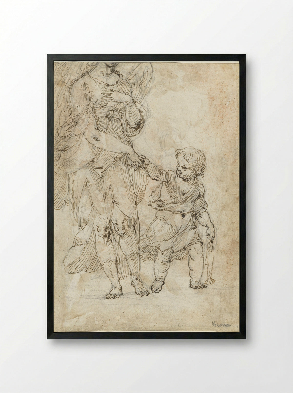 Tobias and the Angel - Antonio Maria Viani - Framed Print Black