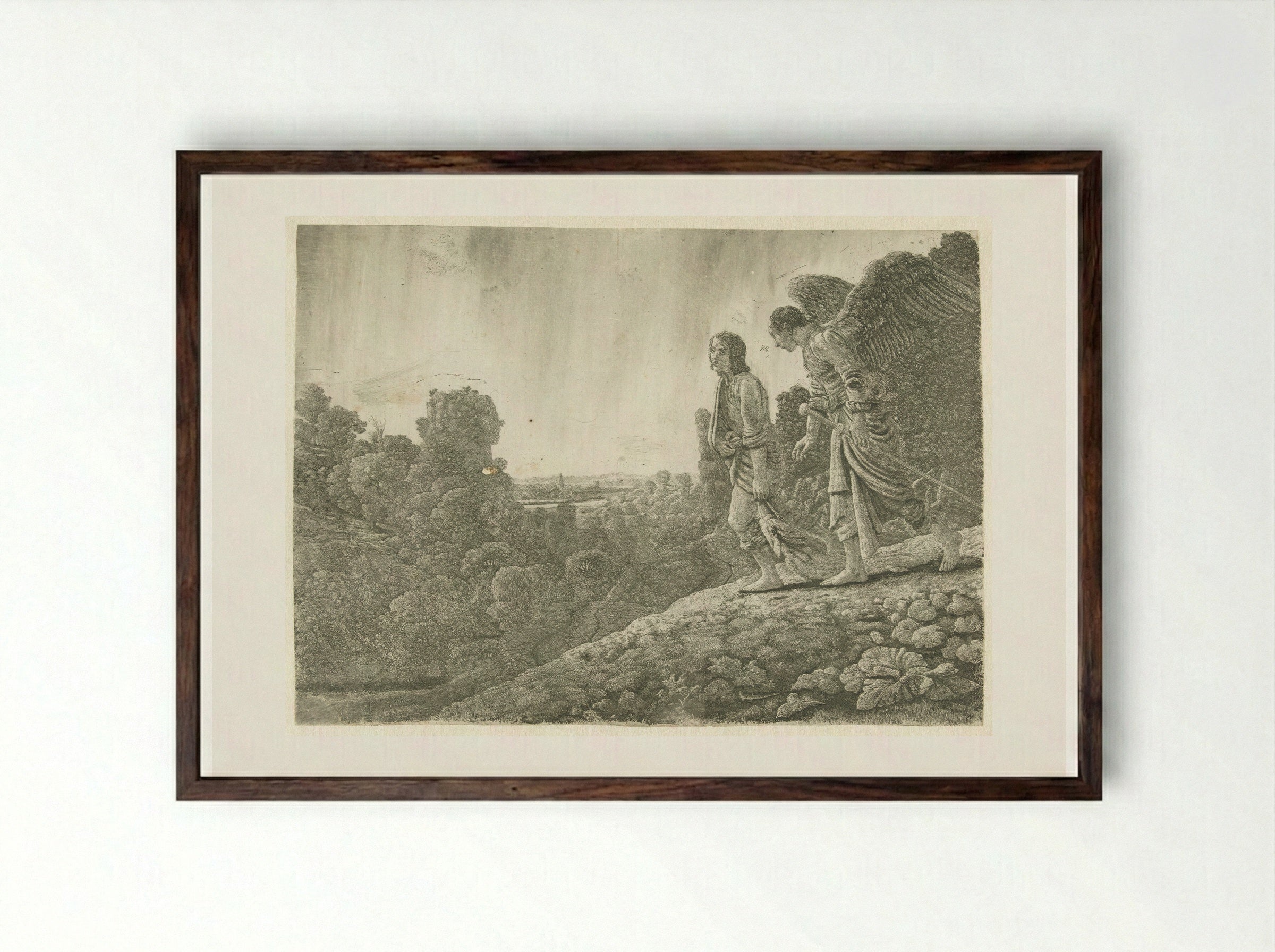 Tobias and the Angel - Hercules Segers - Framed Print Dark Wood