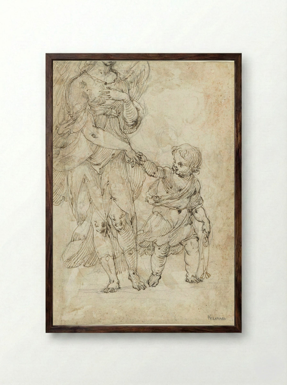 Tobias and the Angel - Antonio Maria Viani - Framed Print Dark Wood