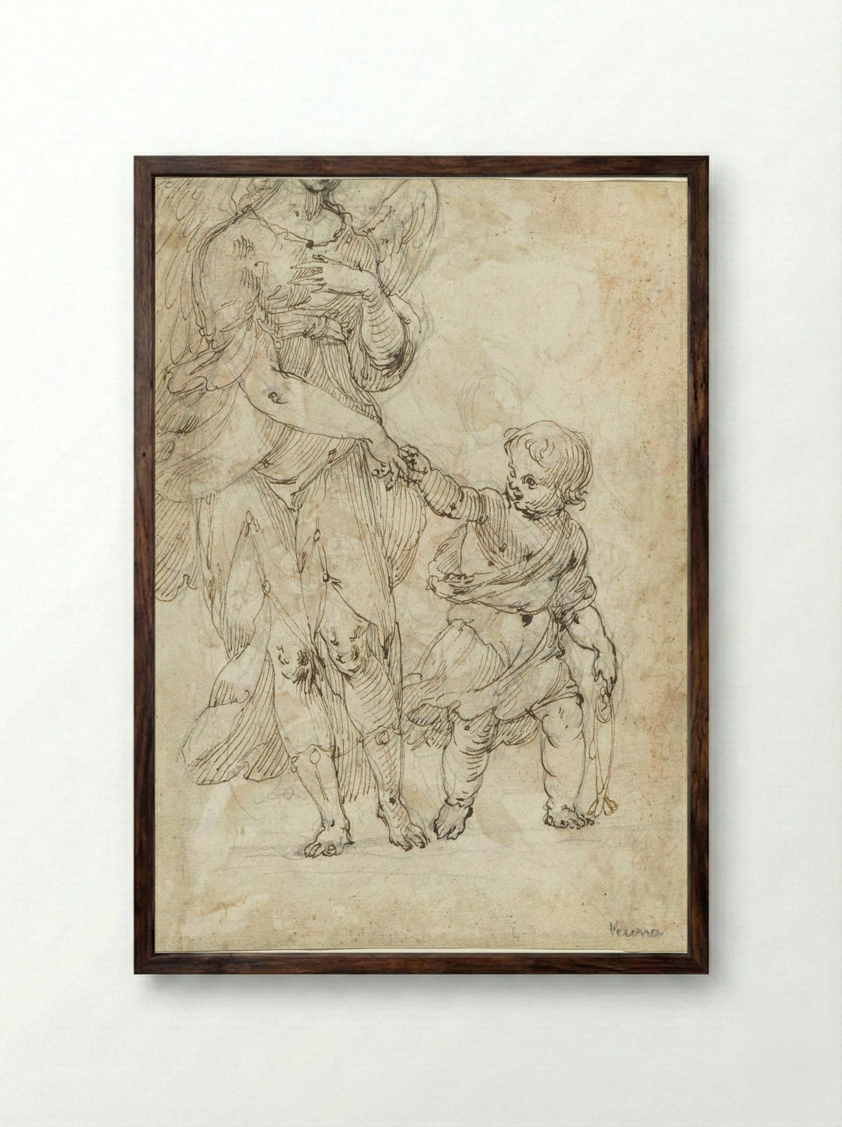 Tobias and the Angel - Antonio Maria Viani - Framed Print Dark Wood