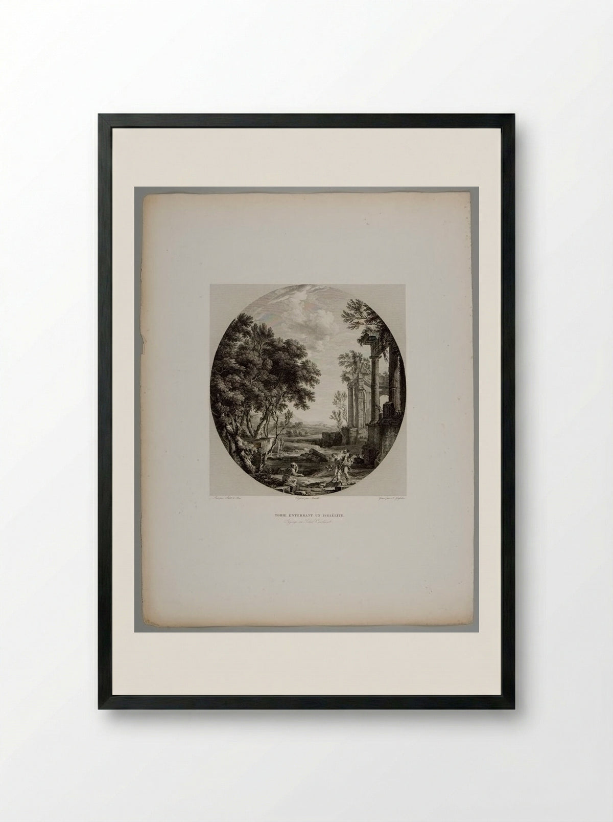 Tobit Burying an Israelite - Johann Martin Friedrich Geissler - Framed Print Black