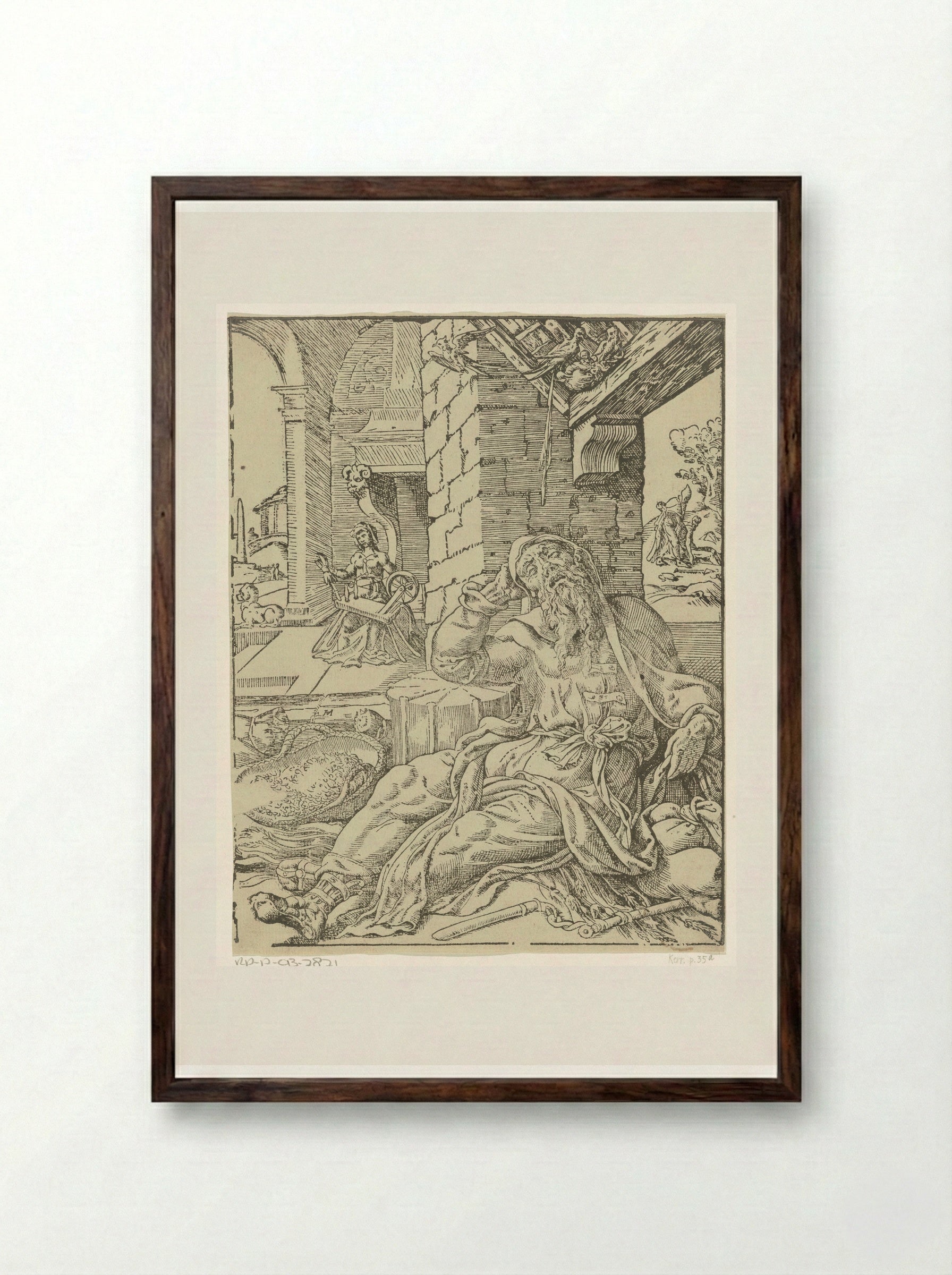 Tobit's Blindness - Dirck Volckertsz. Coornhert - Framed Print Dark Wood
