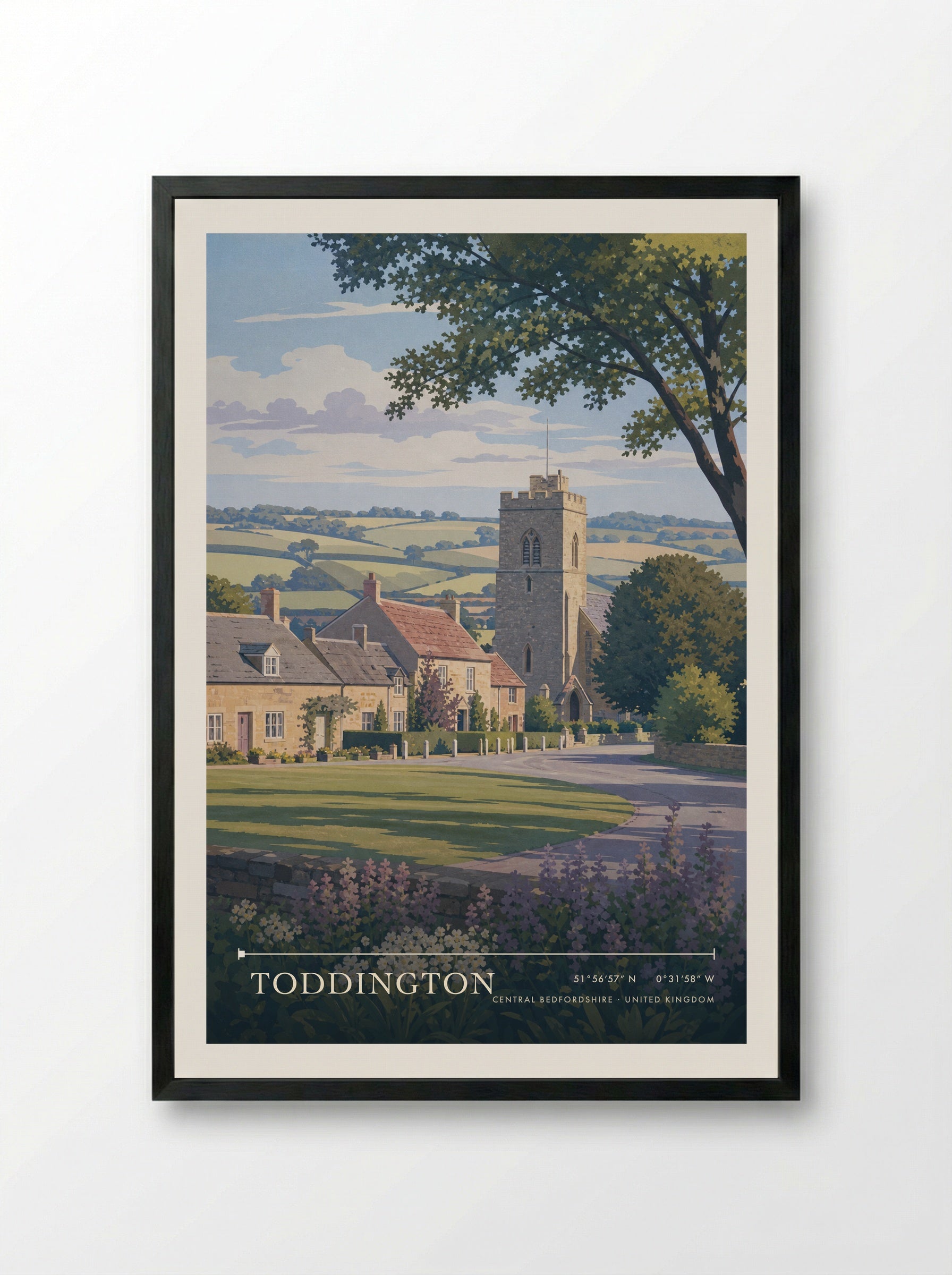 Toddington Central Bedfordshire United Kingdom Travel Poster - Framed Print Black