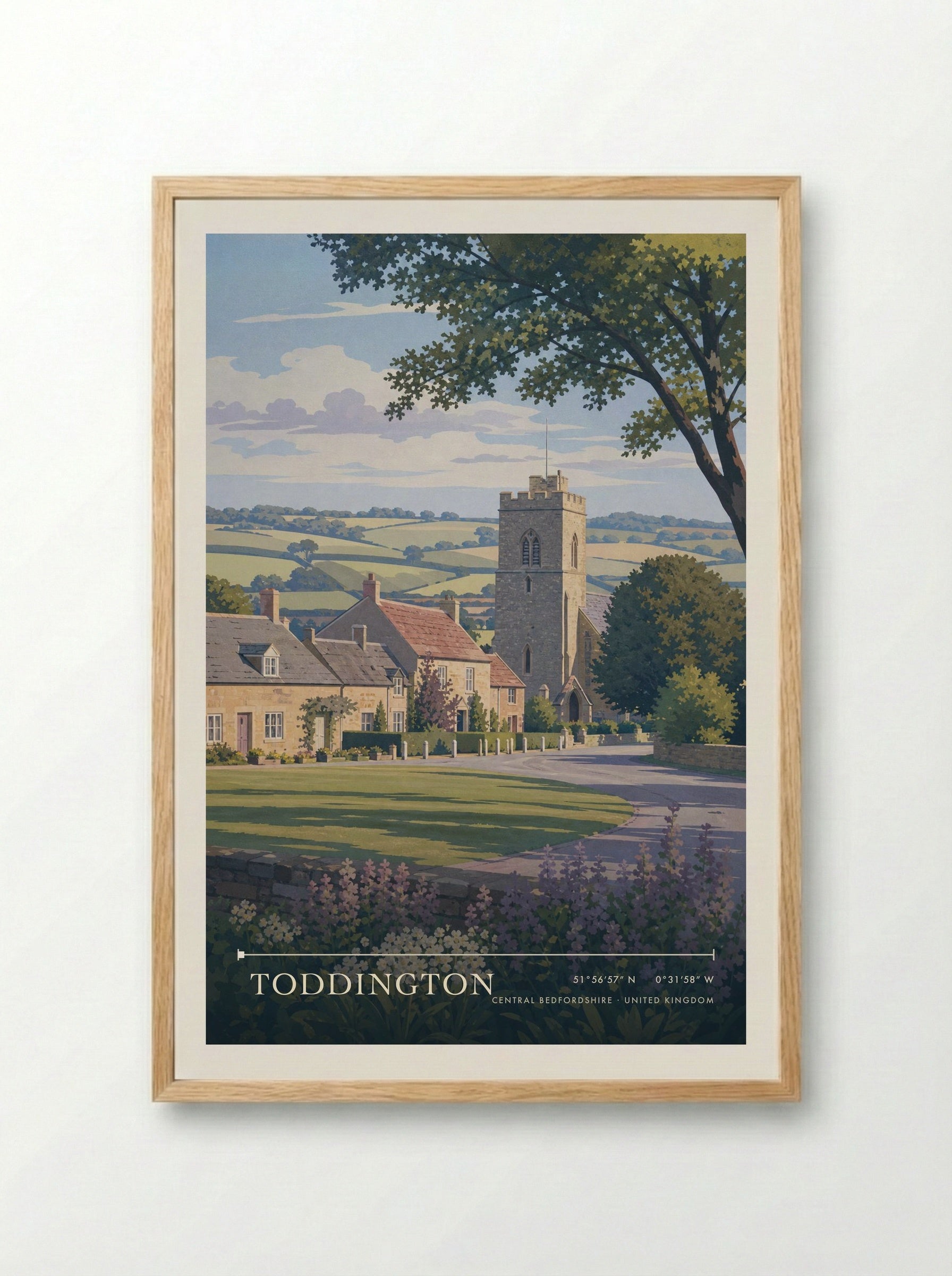 Toddington Central Bedfordshire United Kingdom Travel Poster - Framed Print Wood
