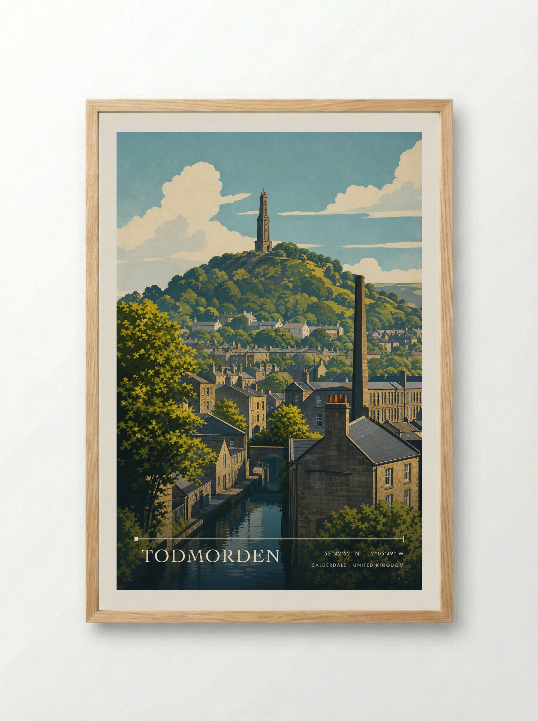 Todmorden Calderdale United Kingdom Travel Poster - Framed Print Wood