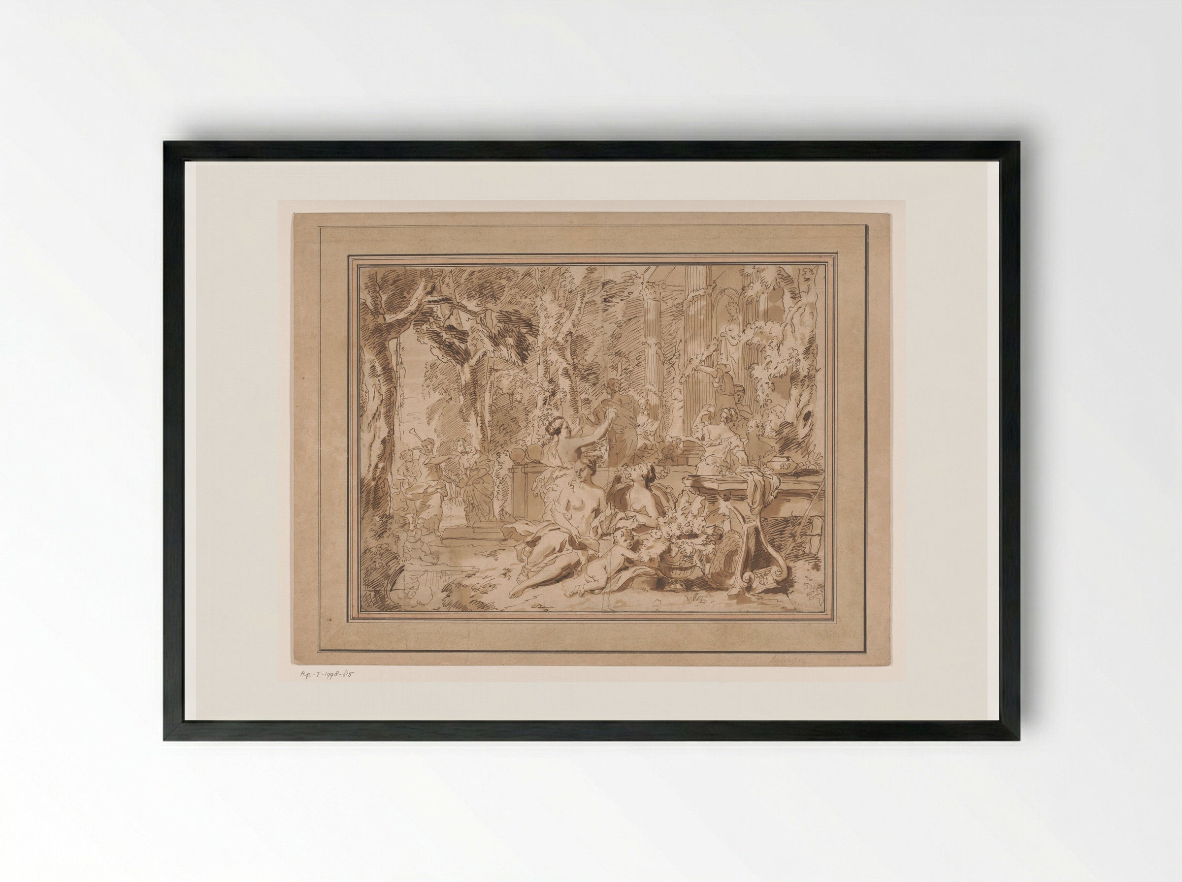 Toebereidselen voor een feest gewijd aan Venus - Gerard de Lairesse - Framed Print Black
